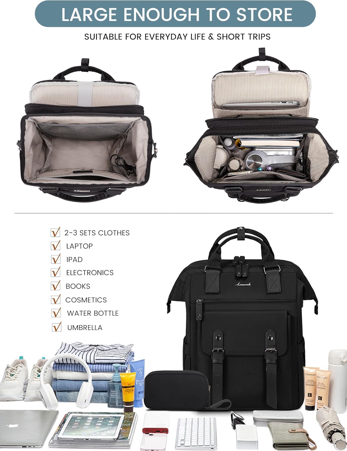 LOVEVOOK Laptop Backpack for Women, Work Backpack with 17 Inch Separate Laptop Compartment, Teacher Nurse Bags College Computer Backpack Purse, Business Travel Bag, Upgraded