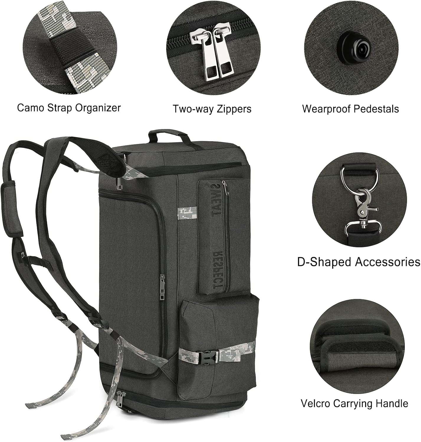 Gym Bags for Men Gym Duffle Bag Backpack 3-Way Sports Duffel Bags for Men with Shoe Compartment &