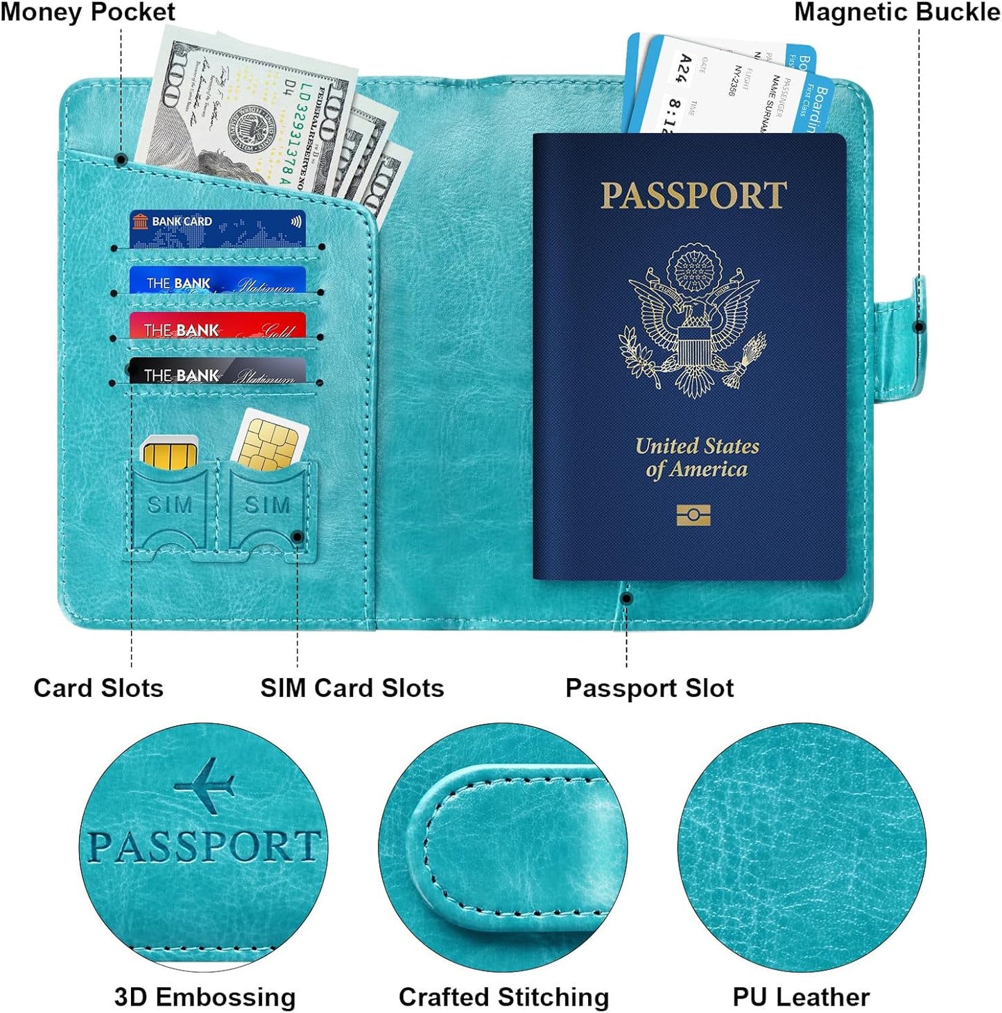 Herain Passport Holder for Travel Cruise Essentials, Passport Cover Wallet Case Women Men Family, RFID Passports Book Holders Travels Gifts Must Haves Accessories