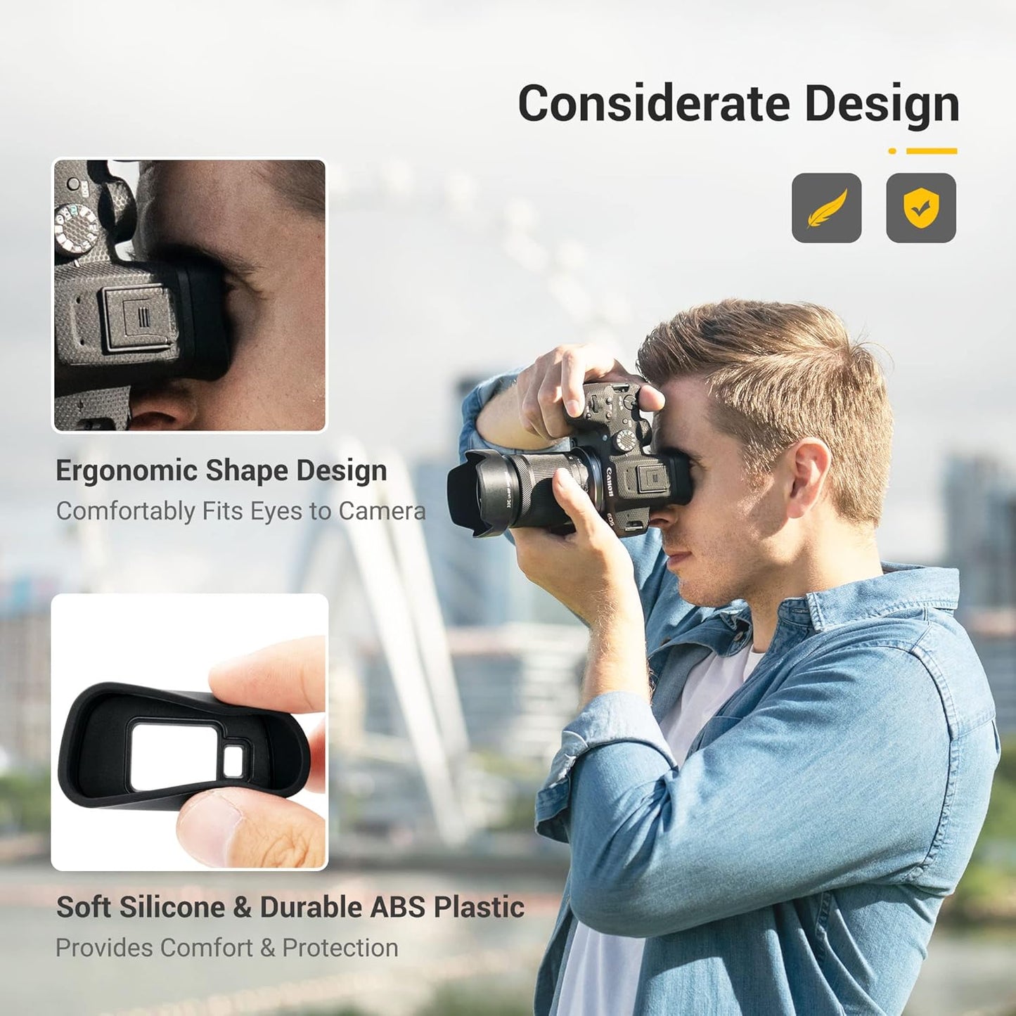 EOS R7 Eyecup Eyepiece, Extended Soft Silicon Camera Eye Cup Viewfinder Eyeshade Protector Cover Special Designed for Canon EOS R7 Mirrorless Camera