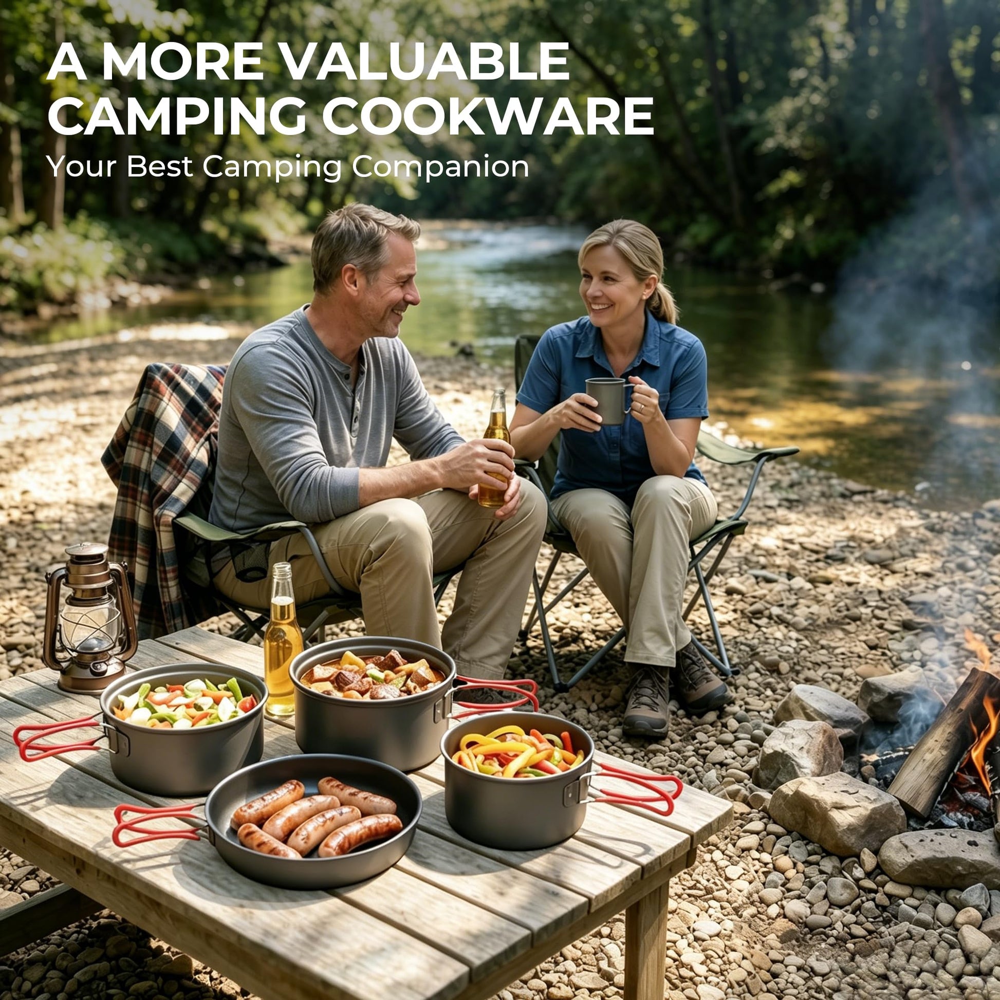 ALOCS Camping Cookware Portable Pots and Pans Set for Outdoor Backpacking