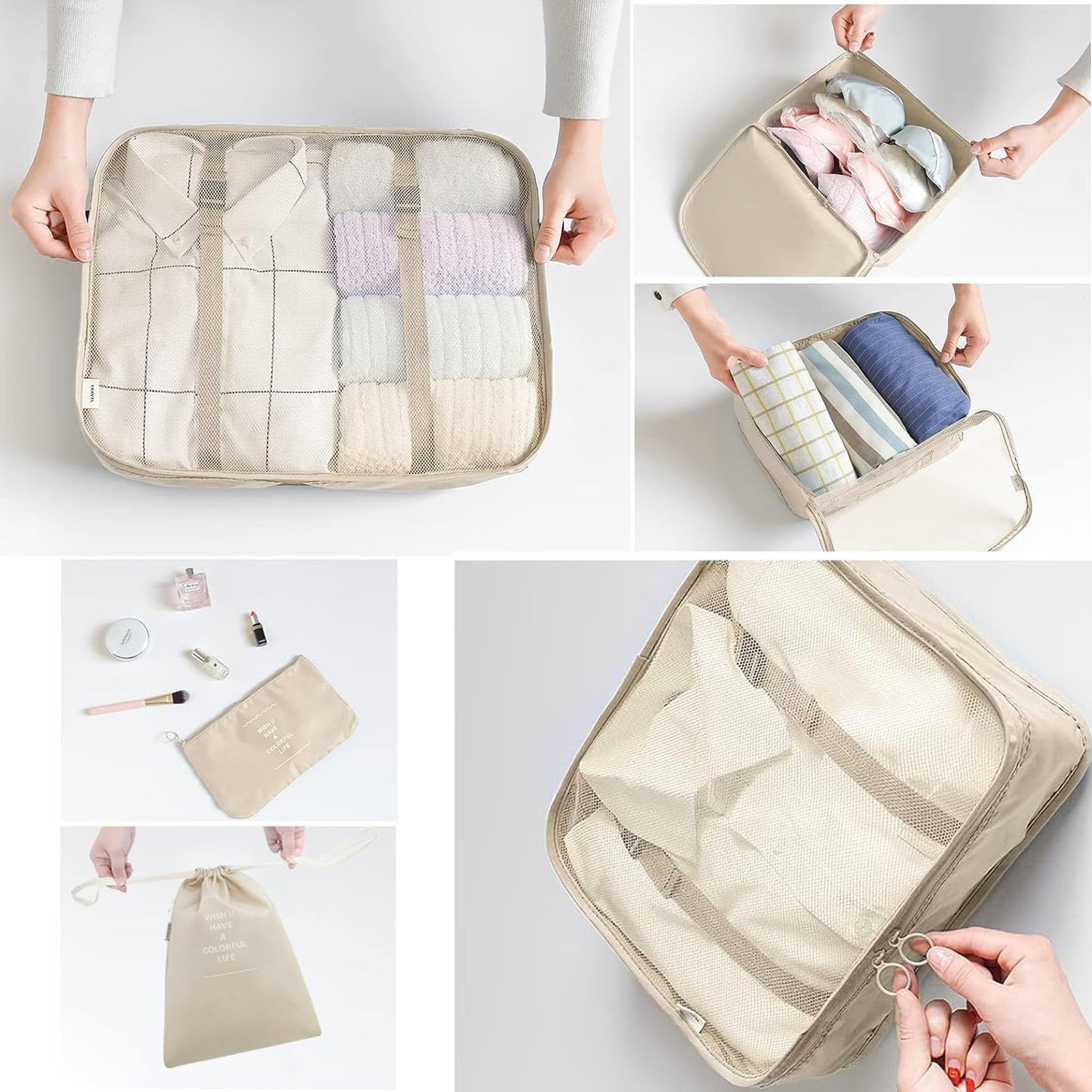 LANSKLBD 6/8 Set Packing Cubes for Suitcases Travel Luggage Packing Organizers,Travel Accessories