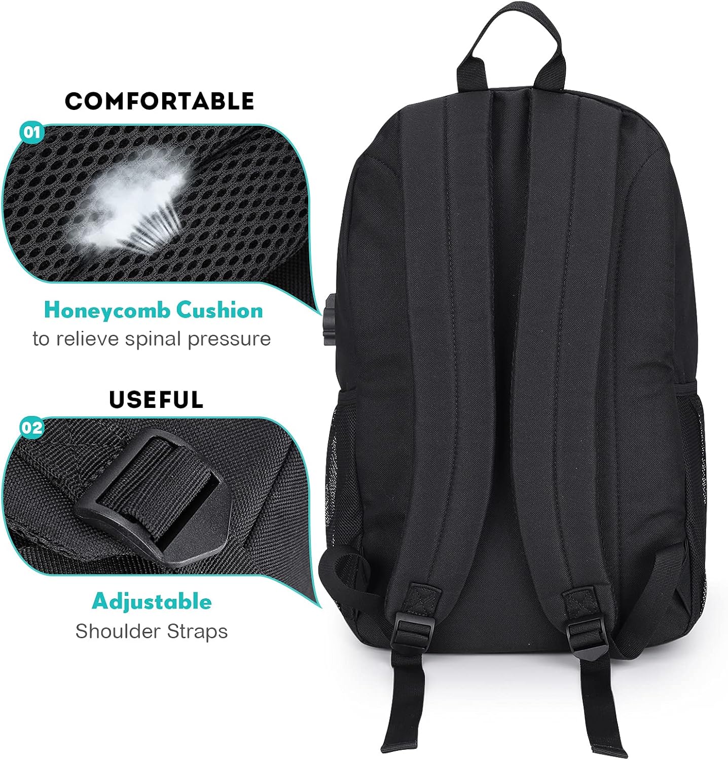 Skateboard Anime Luminous School Backpack with USB Charging Port, Anti Theft Lock, Sling Bag &