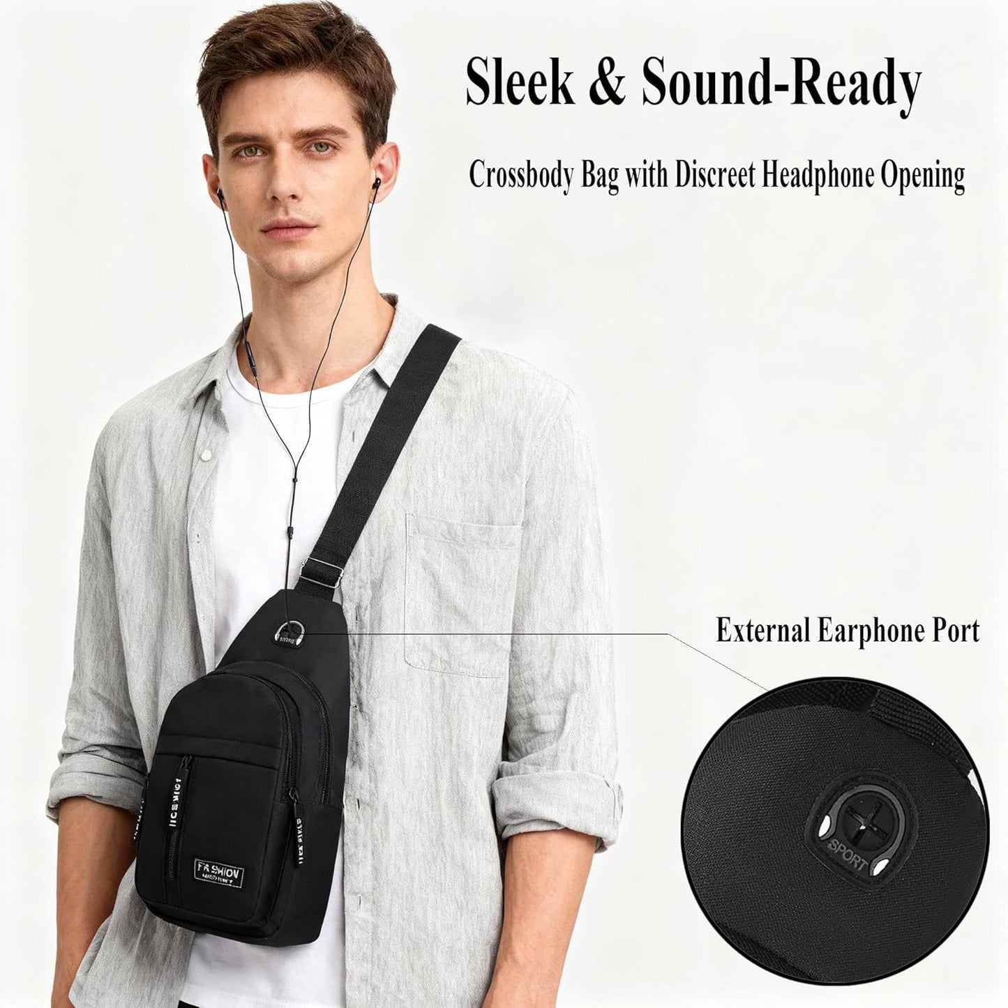 Sling Bag for Men Women, Unisex Crossbody Chest Bag, Multi-Pocket Lightweight Daypack for Travel Hiking