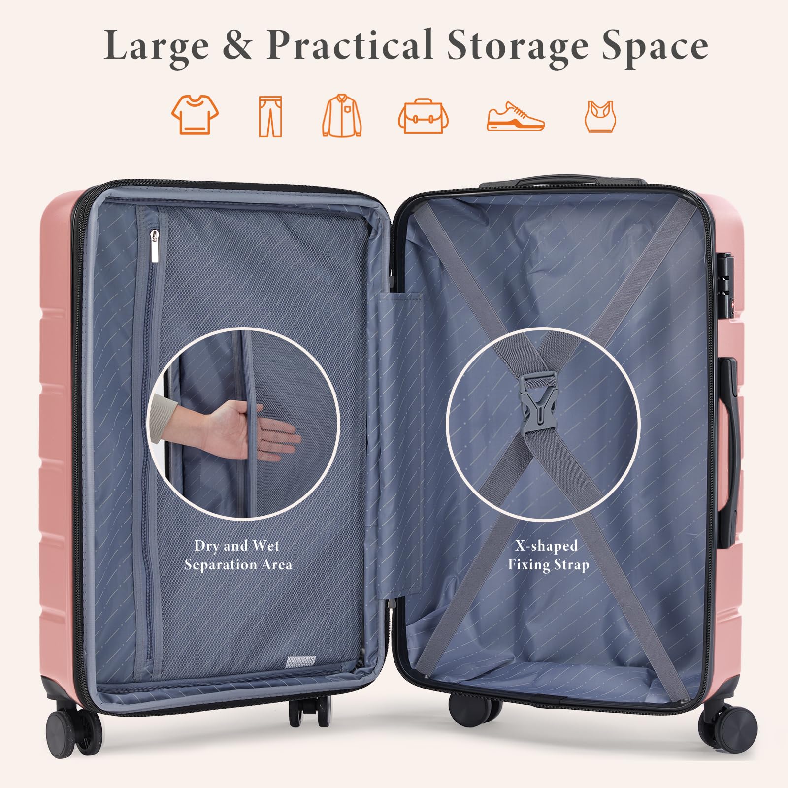 Sweetcrispy 20 Inch Carry On Luggage, Suitcase with Spinner Wheels