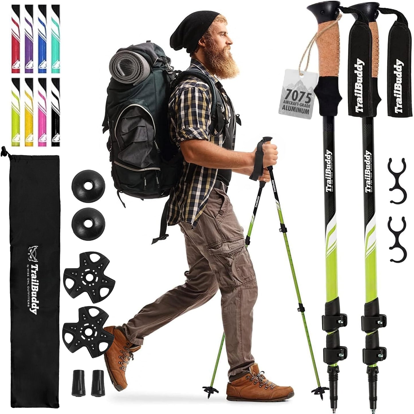 TrailBuddy Trekking Poles – Lightweight 7075 Aluminum Hiking Poles for Women, Men & Seniors