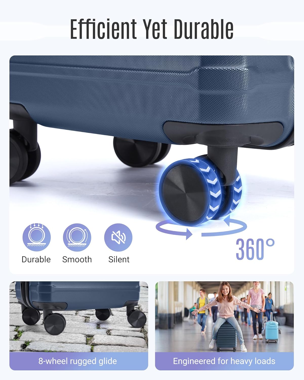 LIGHT FLIGHT Carry On Luggage 22x14x9 Airline Approved, Carry On Suitcases with Wheels, Expandable Hardside Lightweight Rolling Travel Luggage with TSA Lock 20 Inch Carryon, Royal Blue