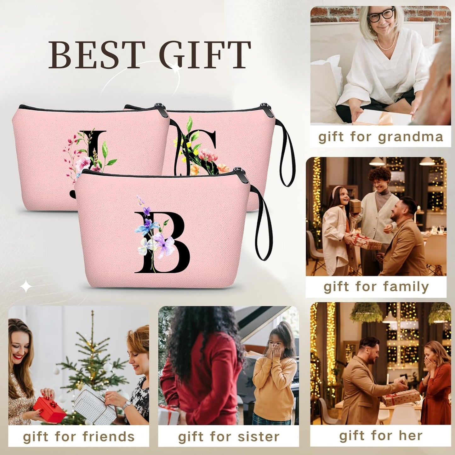 Birthday Inspirational Bridesmaid Proposal Team Small Gifts for Women Mom Aunt Teacher Sister Coworkers Makeup Cosmetic Bag Travel with Mirror Mothers Day Christmas Graduation B