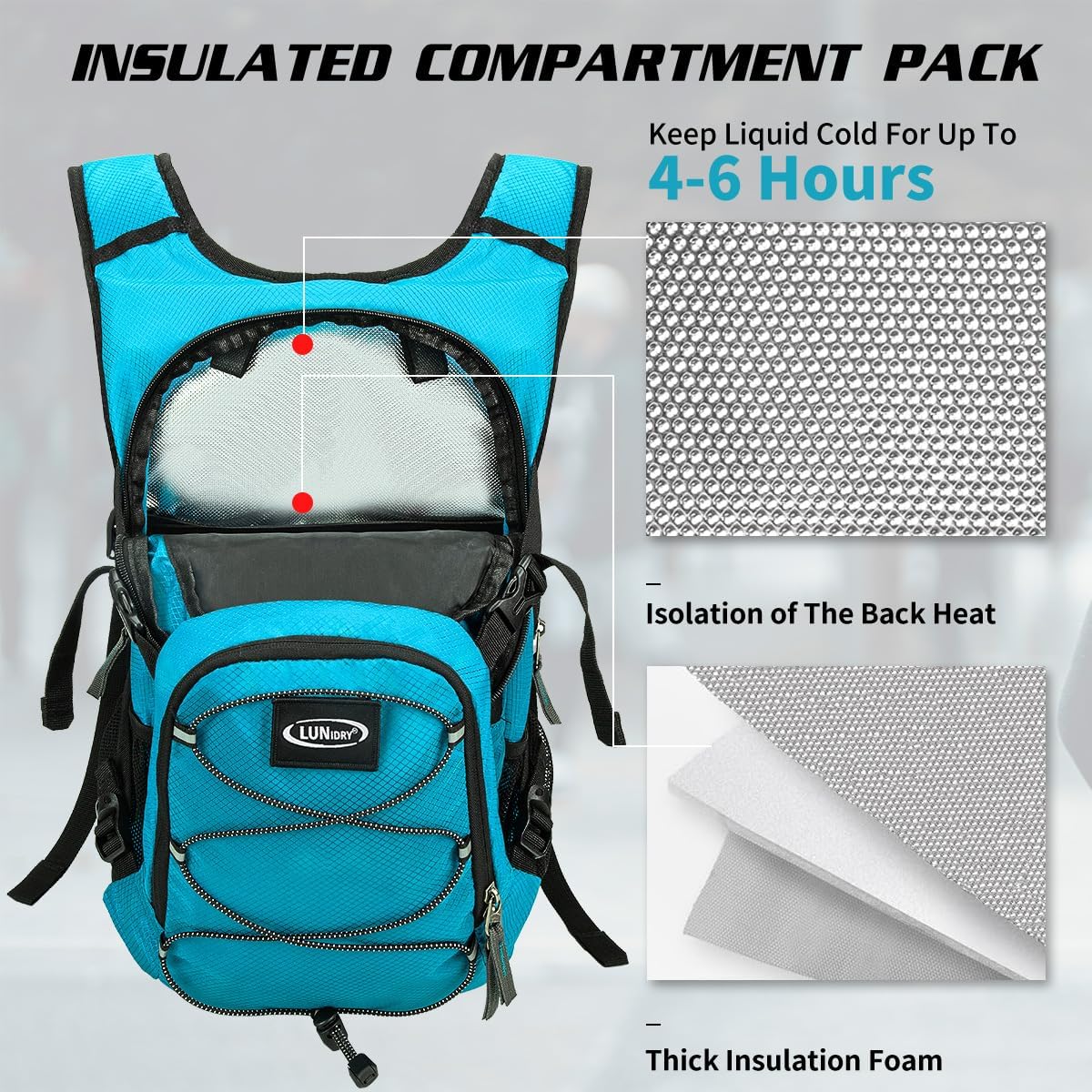 Hydration Backpack with 3L Water Bladder, Insulated Running Hydration Pack Hydropack, Lightweight Water Backpack for Hiking Cycling Camping Biking for Men Women