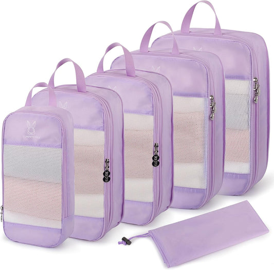 Expandable Compression Packing Cubes for Suitcases,6 Set Lightweight Compressible Travel Packing Organizer for Carry on Suitcase,Organizer Bags Set as Travel Essentials for Women