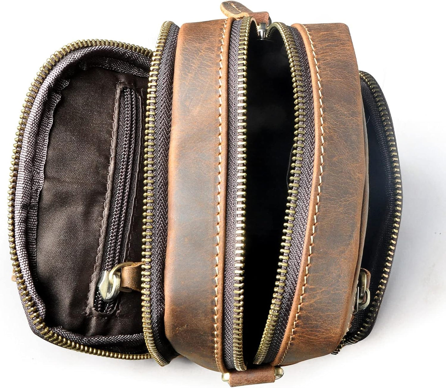 Versatile Cowhide Small Messenger Bag for Men - Convertible Shoulder Satchel & Waist Fanny Pack with Phone Pouch