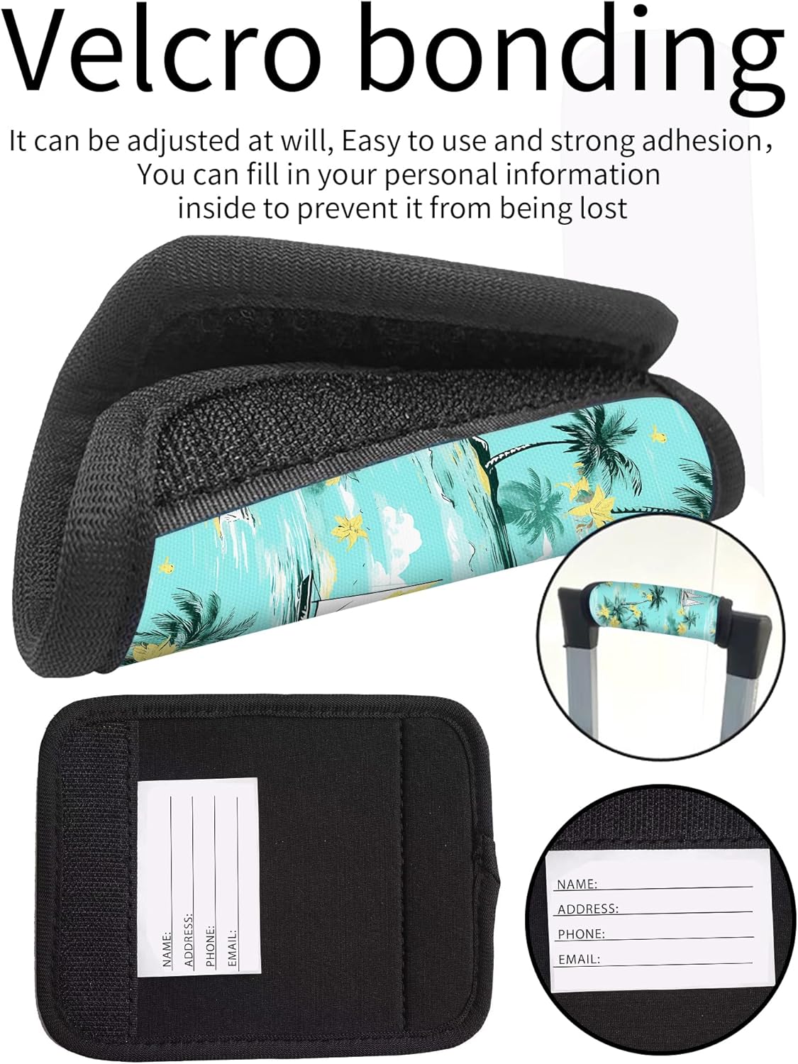 2 Pack Luggage Handle Wrap Travel Tags - Set of Luggage Tags for Suitcases, Identifiers, Marker, and Handle Covers - Cruise Accessories and Travel Gifts（Island
