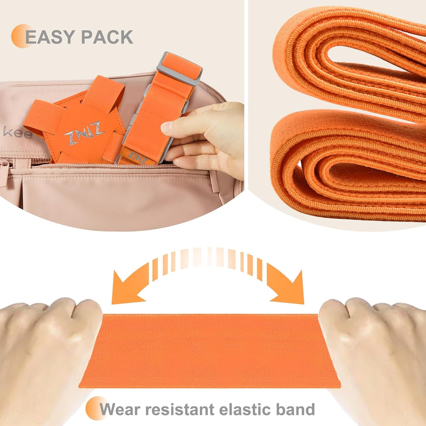 2-Pack Elastic Luggage Straps with Suitcase Bungee, Adjustable Bag Belt Travel Accessories -Orange
