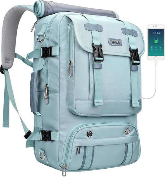 PIJUSHI Travel Backpack for Women Carry on Luggage Backpack Flight Approved Convertible Duffle Bag Fit 16 Inch Laptop(PE037 Blue)