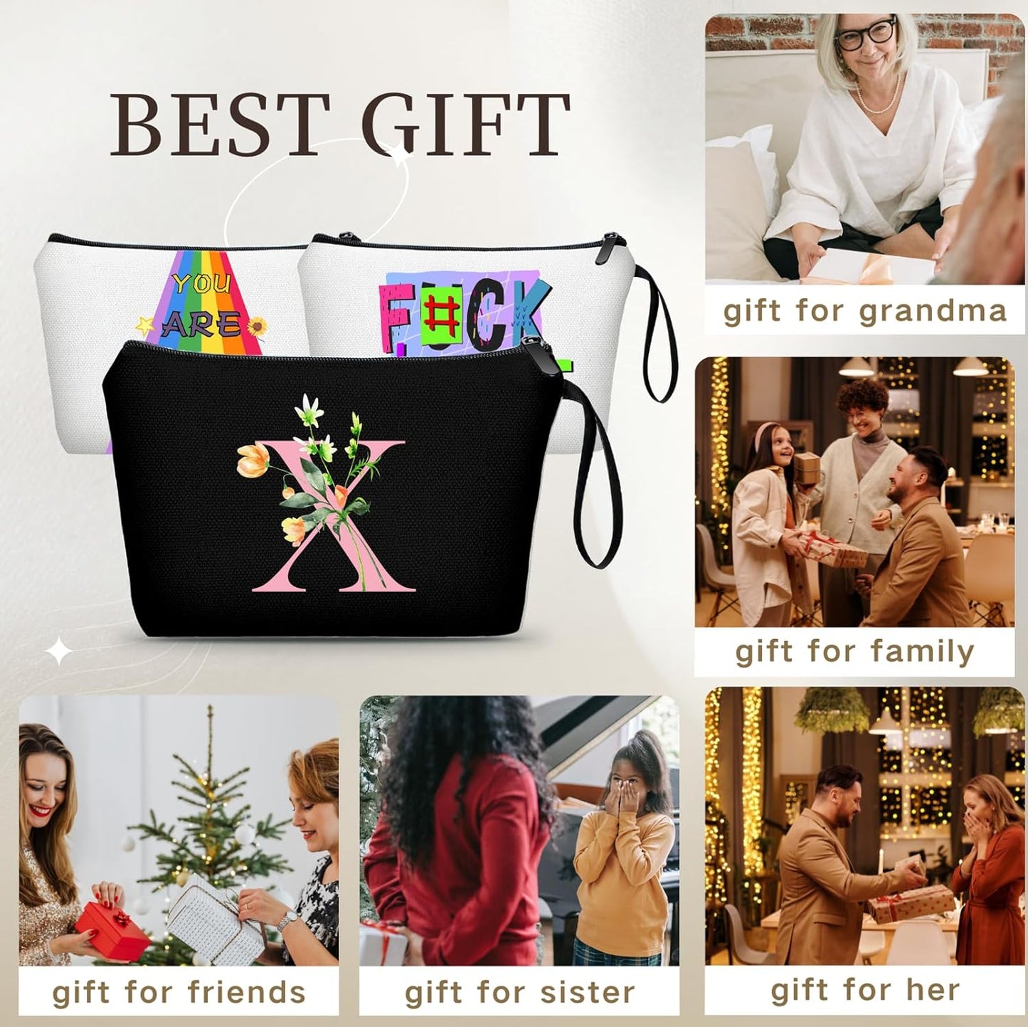 Birthday Friendship Womens Bridesmaid Proposal Coolest Gifts for Sister Teacher Coworkers Bride Personalized Travel Makeup Cosmetic Bag with Mirror Valentines Mothers Day Christmas Graduation X