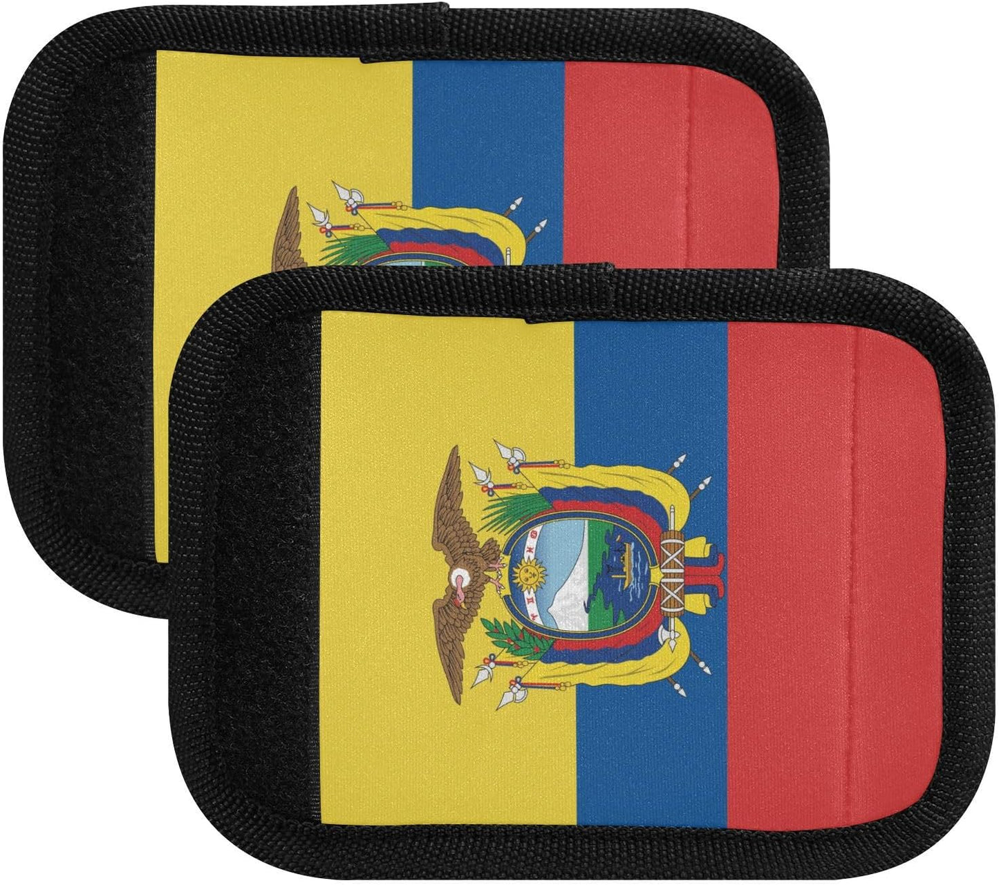 Ecuador Flag 2 Pack Luggage Handle Wrap for Suitcase Luggage Identifier Travel Tags Handle Protection Sleeve Cover
