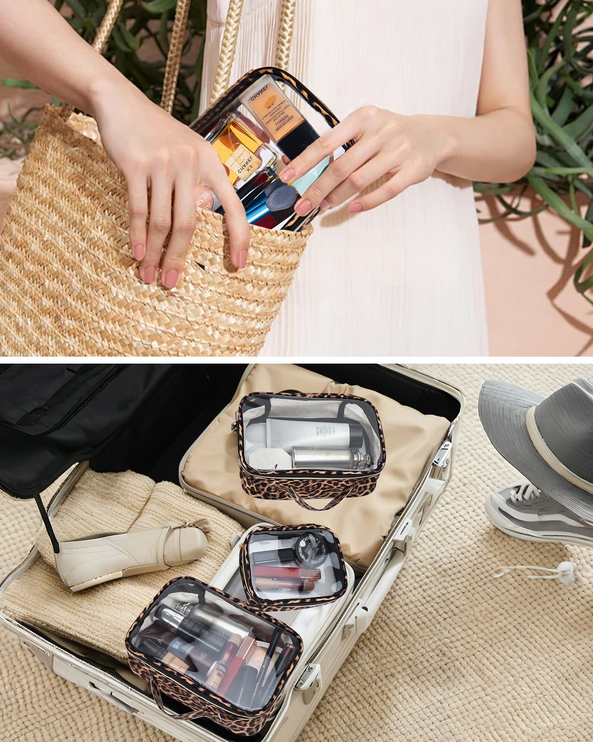 FFpaw 3 Pack Clear Toiletry Bag for Women, TSA Approved Organizer for Travel Size Toiletries Carry