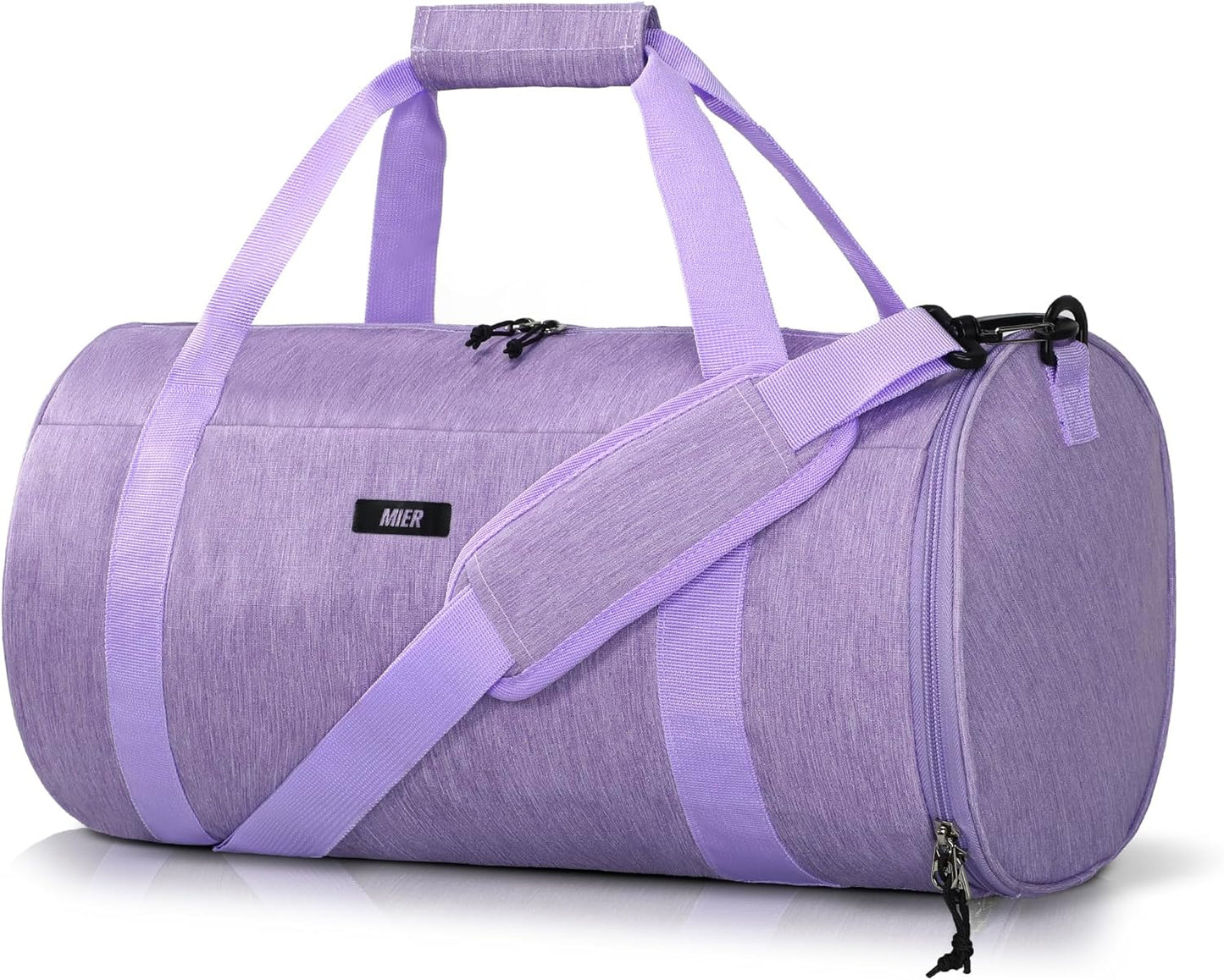 MIER Gym Bag Round Duffle Bag with Shoe Compartment & Wet Pocket, Lightweight Carry on Duffel for Men Women Workout Fitness Travel Sports, 24L, Purple