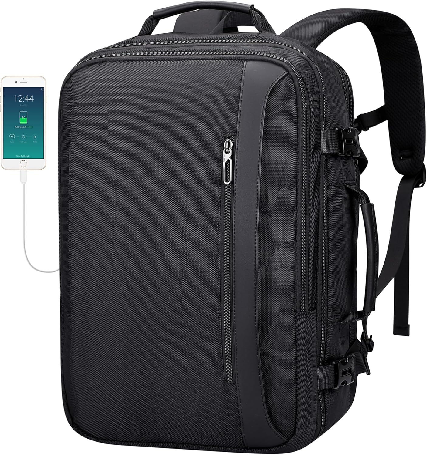 PIJUSHI Travel Backpack for Women Men Expandable Carry on Luggage Backpack Airline Approved Personal Item Laptop Bag(PE034 Black)