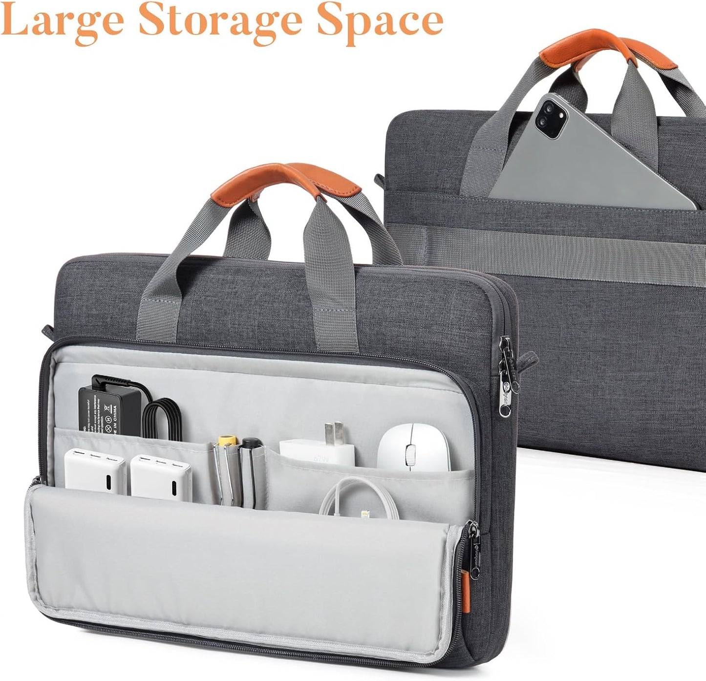 15 15.6 16 inch Laptop Computer PC Shoulder Bag Carrying Case, Water-Repellent Fabric Briefcase, Lightweight Toploader, Business Casual or School