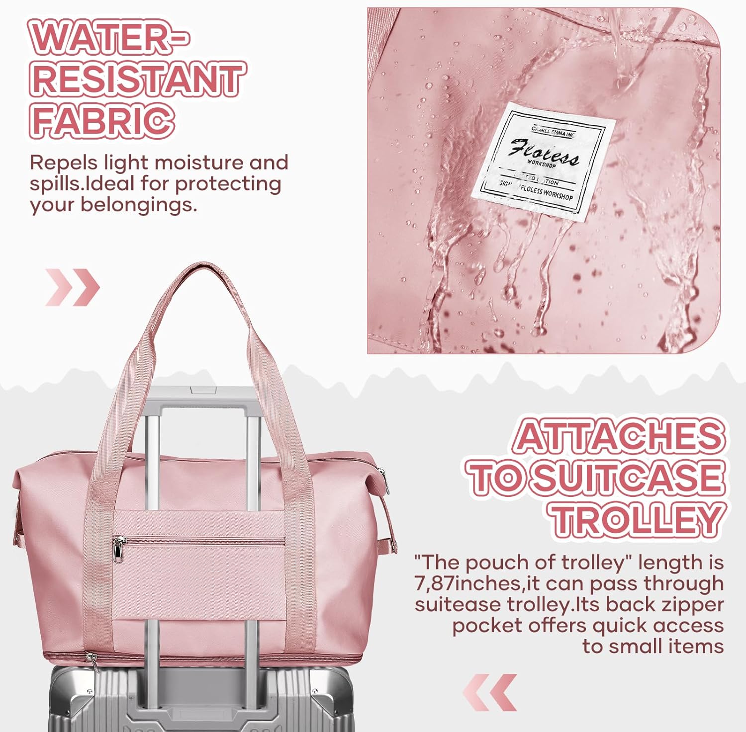 Travel Duffel Bag, Sports Tote Gym Bag, Shoulder Weekender Overnight Bag for Women