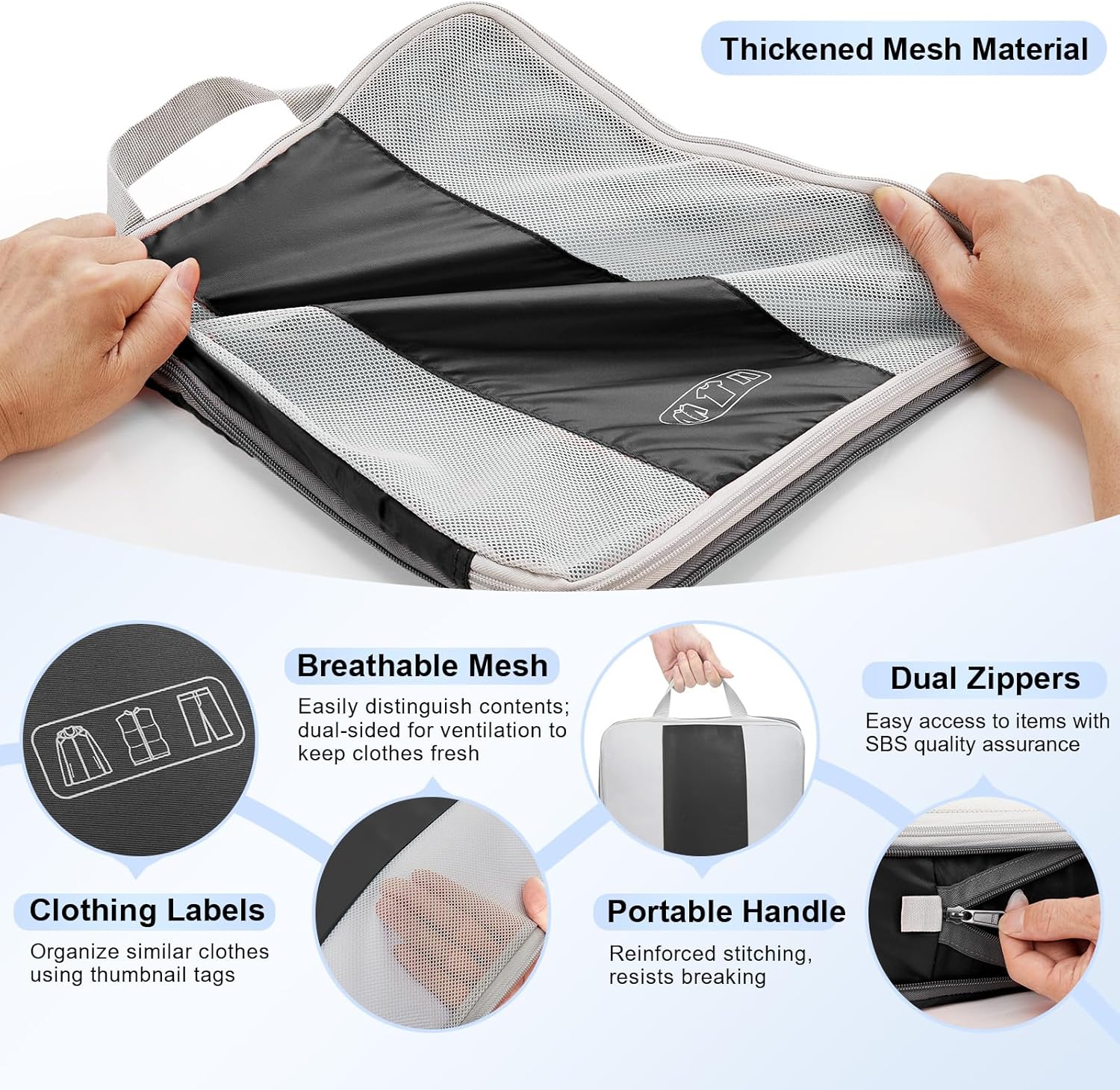 8 Set Compression Packing Cubes for Travel Essentials,Compressible Expandable Packing Cubes for