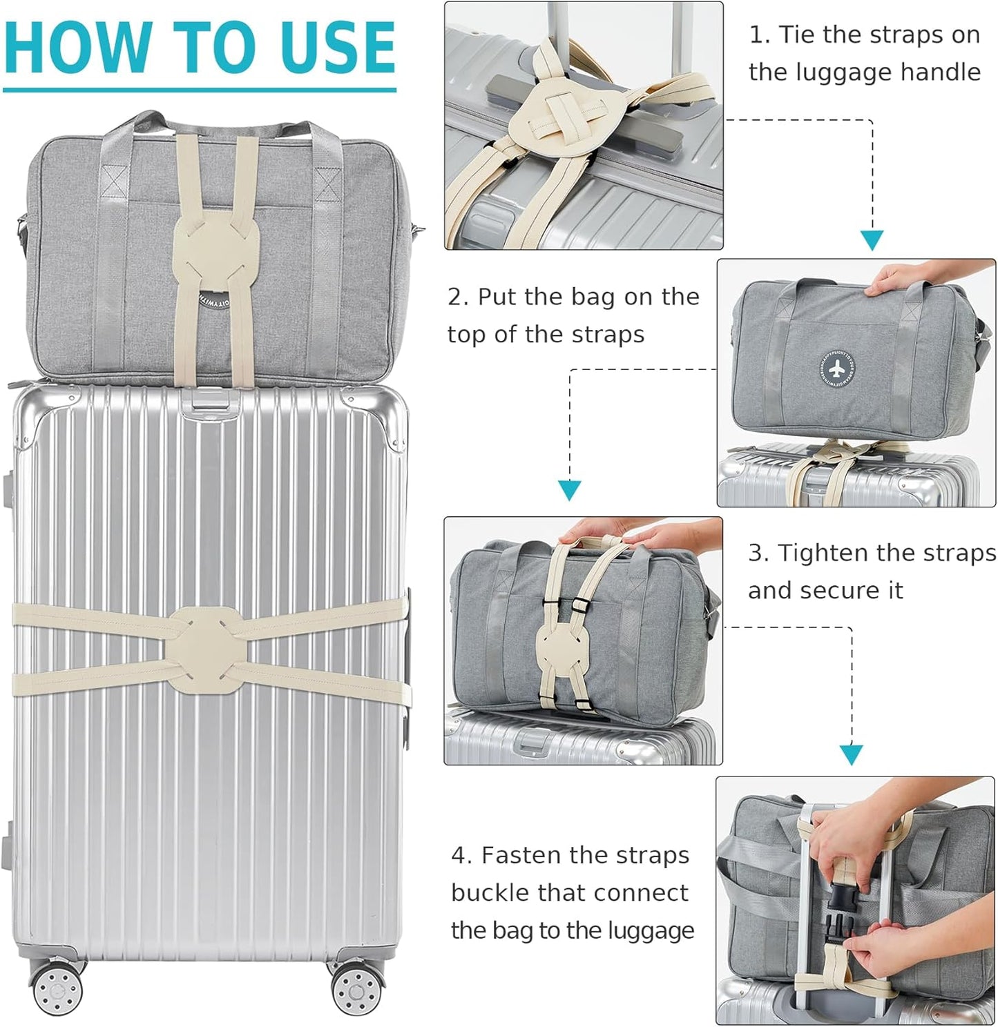 Travelkin Luggage Straps Bag Bungees add a Bag, Luggage Bungee for suitcases Elastic Strap Belt