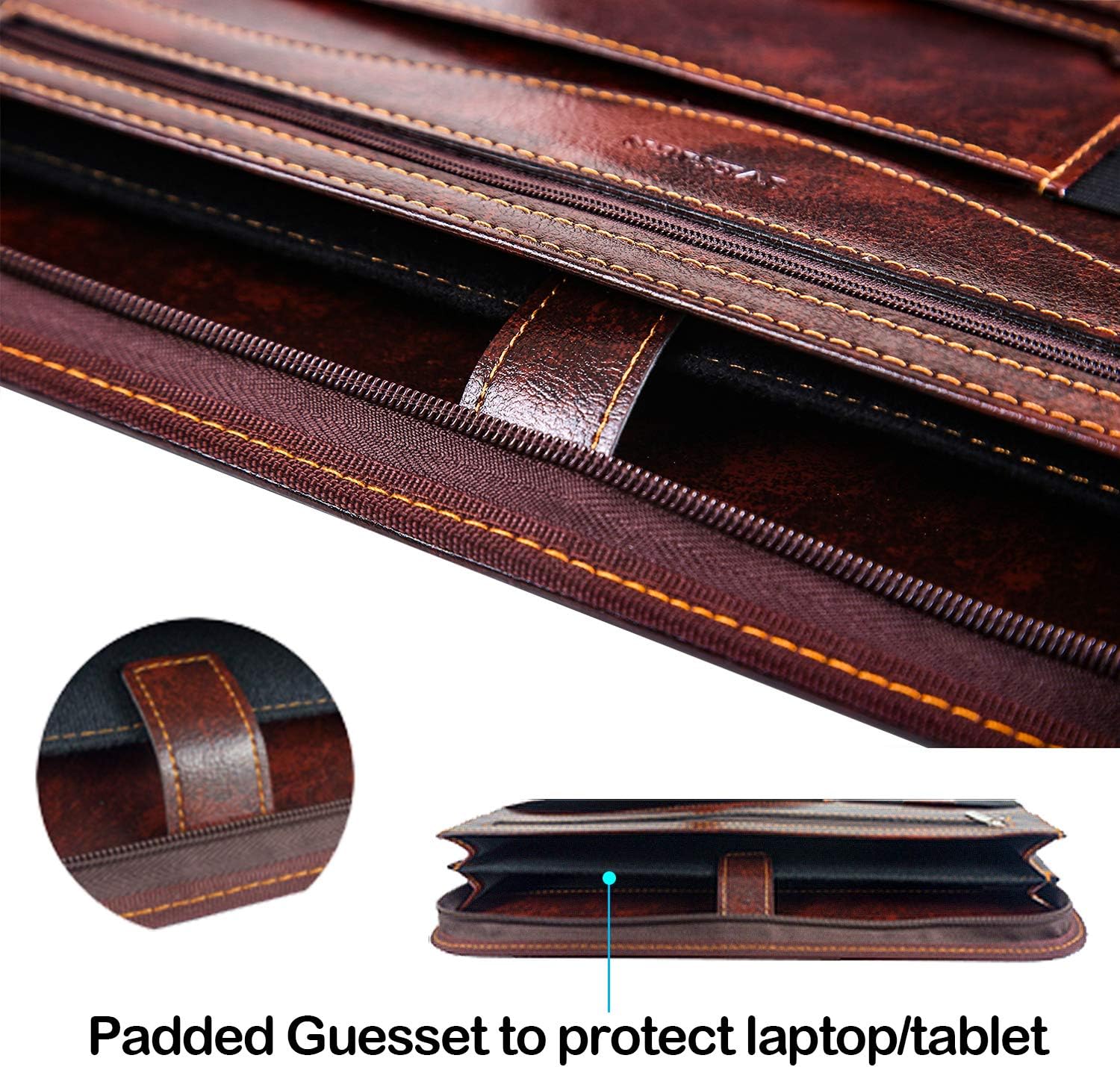 IVESIGN Zippered Padfolio for Women & Men Resume Portfolio Folder Vegan Leather Business Organizer