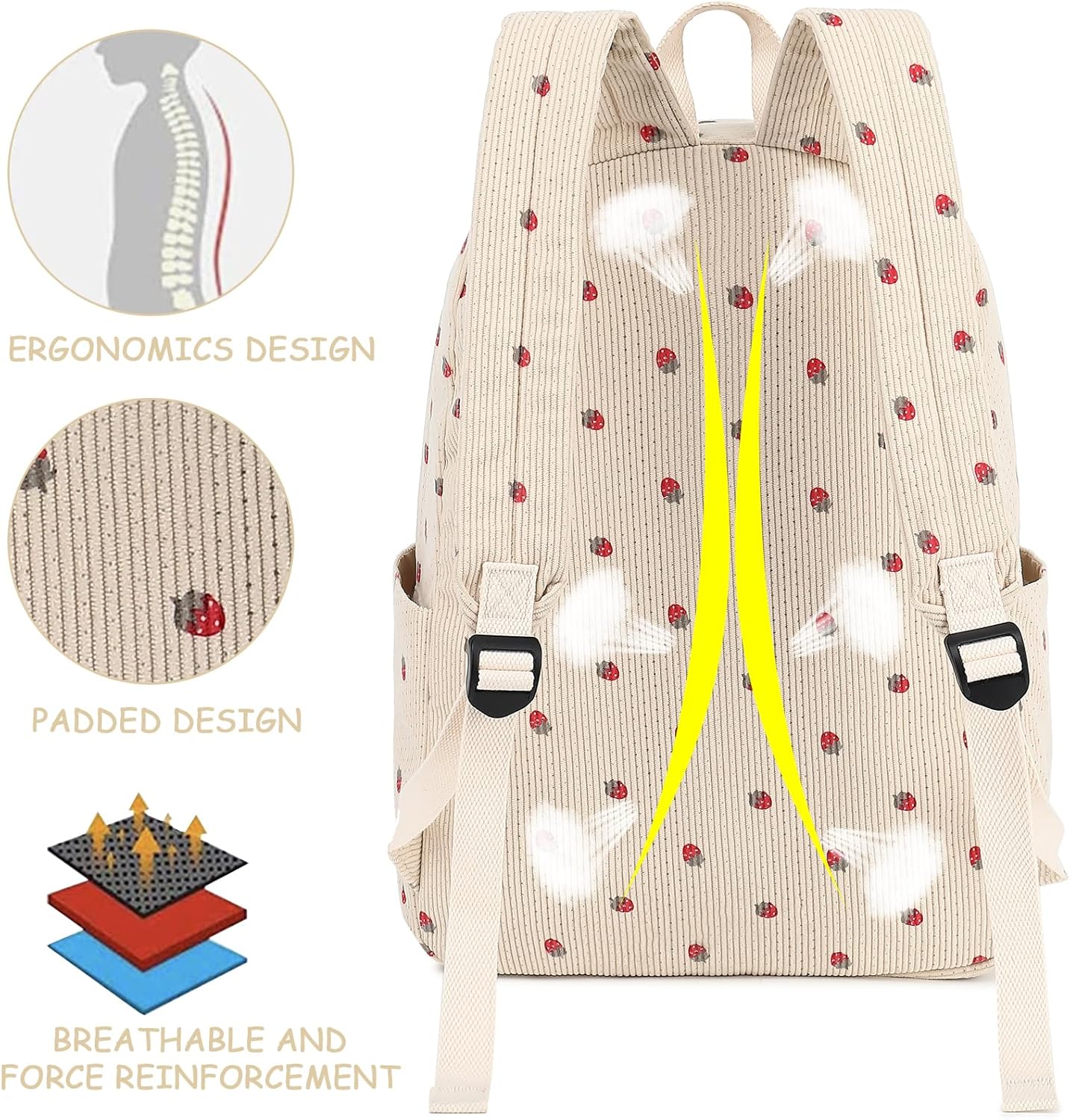 School Backpack for Teen Girls Bookbags Elementary High School Corduroy Laptop Bags Women Travel Daypacks