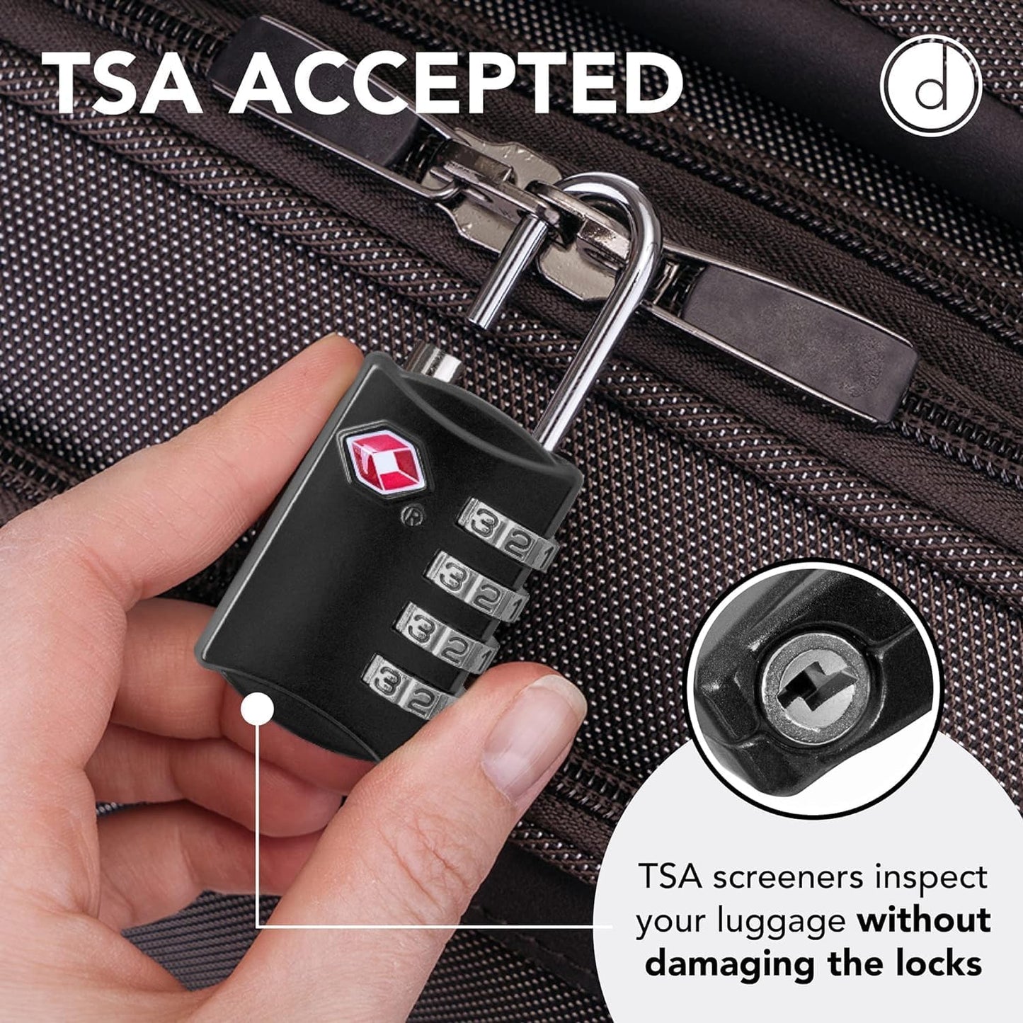 Luggage Locks TSA Approved (1 Pack), 4-Digit TSA Locks for Luggage, Locker, Suitcase, Backpack