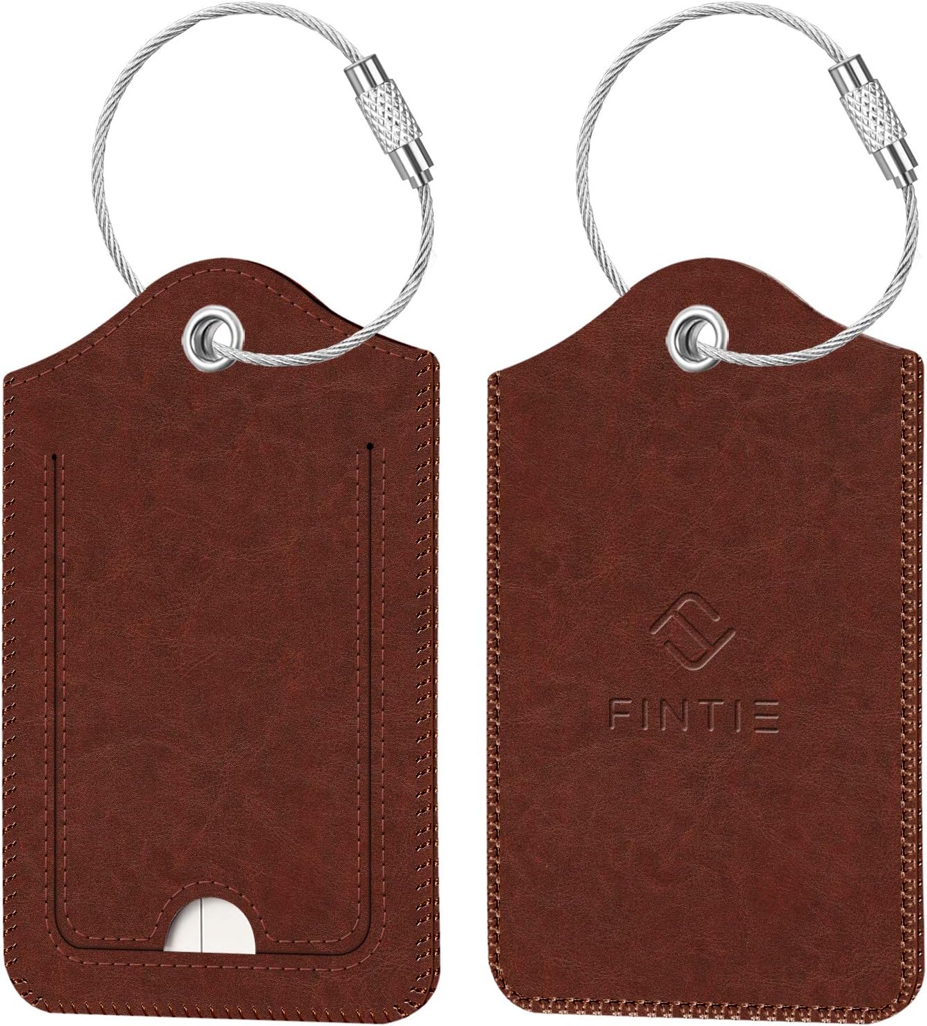 Fintie Luggage Tags, Privacy Cover ID Label with Stainless Steel Loop and Address Card for Travel