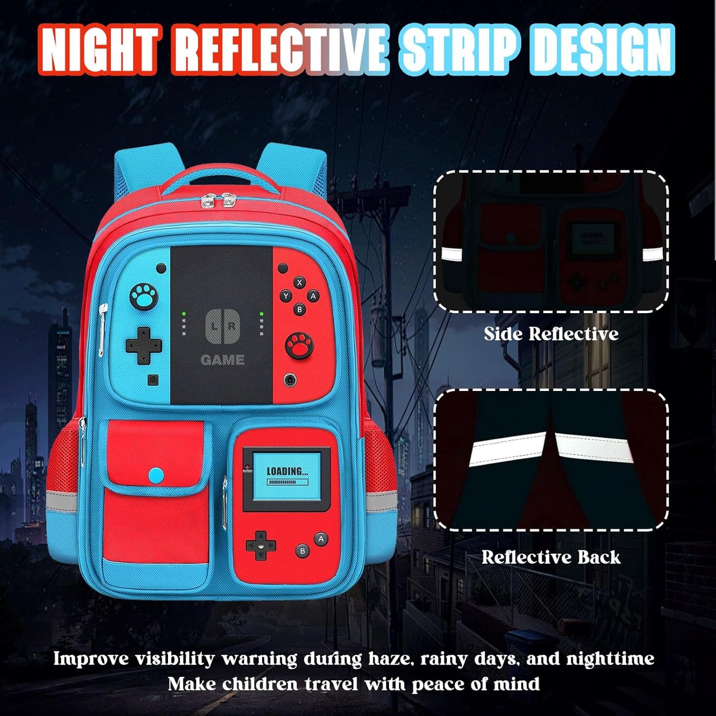 3 Piece School Backpack Set for Boys Girls–Includes 17" Gamer Bookbag, Insulated Lunch Box, Pencil Case–Video Game Controller Design, Durable Lightweight Back to School Bag for Kids and Teens