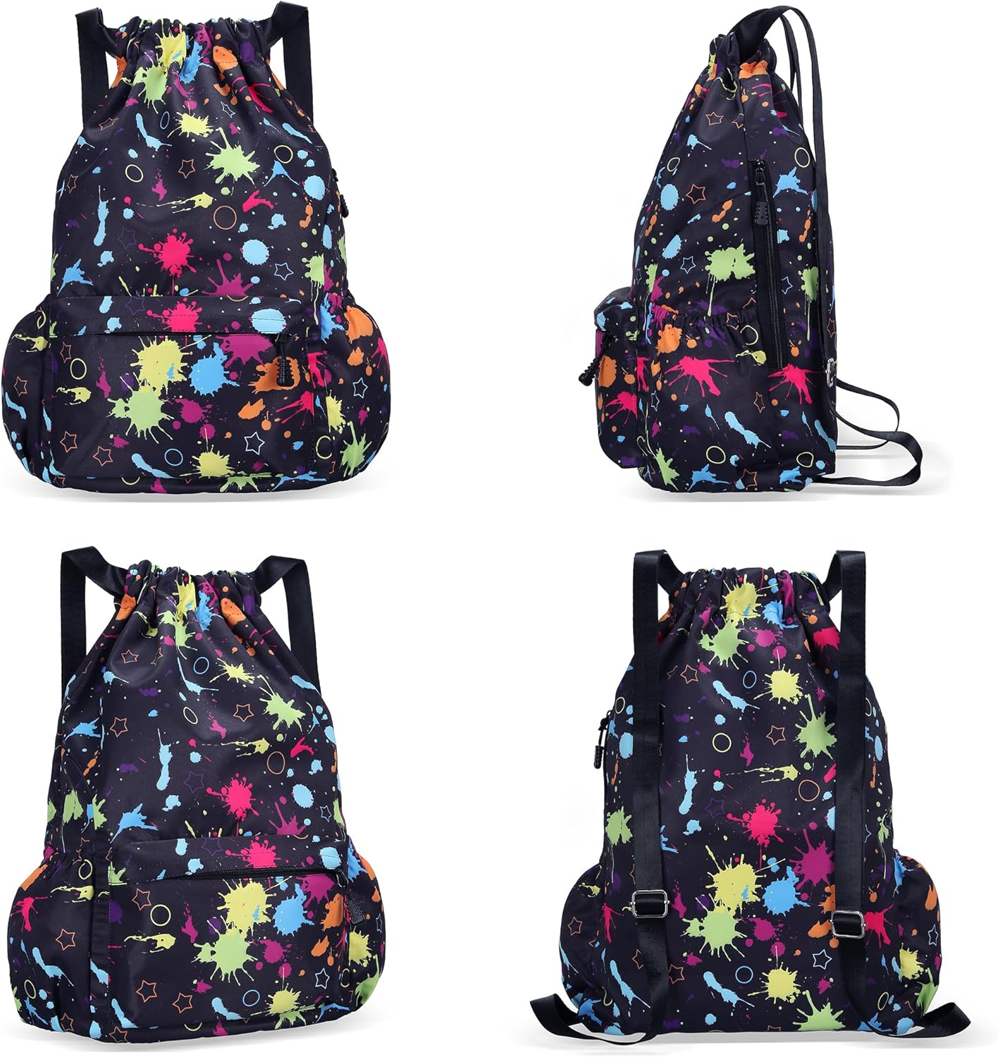 Drawstring Backpack for Women Drawstring Gym Bag Water Resistant Small Cinch Sack Pull String Backpack Bag (Tie-dye)