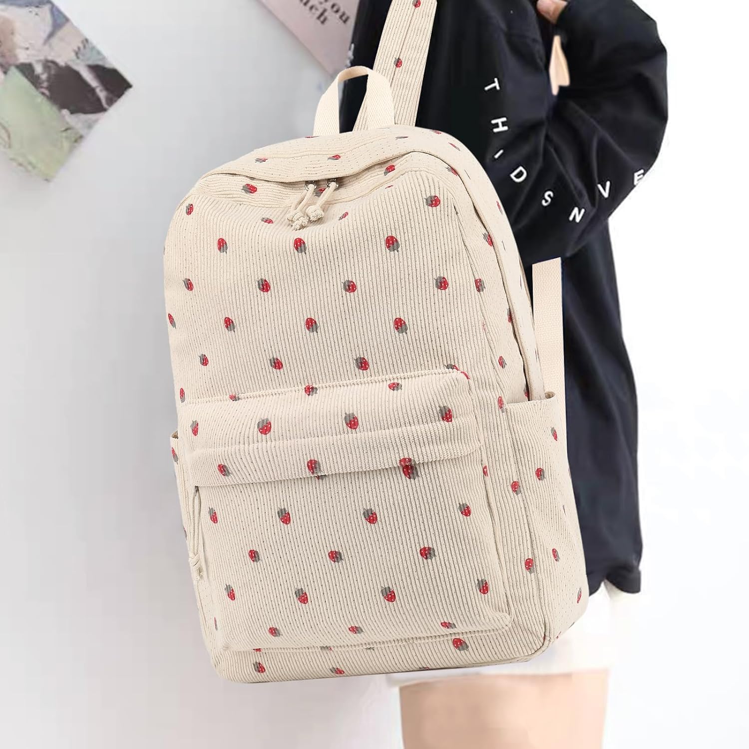 School Backpack for Teen Girls Bookbags Elementary High School Corduroy Laptop Bags Women Travel
