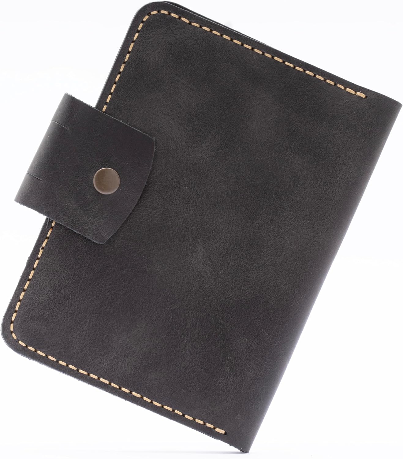 Handmade Passport Leather Case, Wallet Credit Card Holder (Dark Grey)