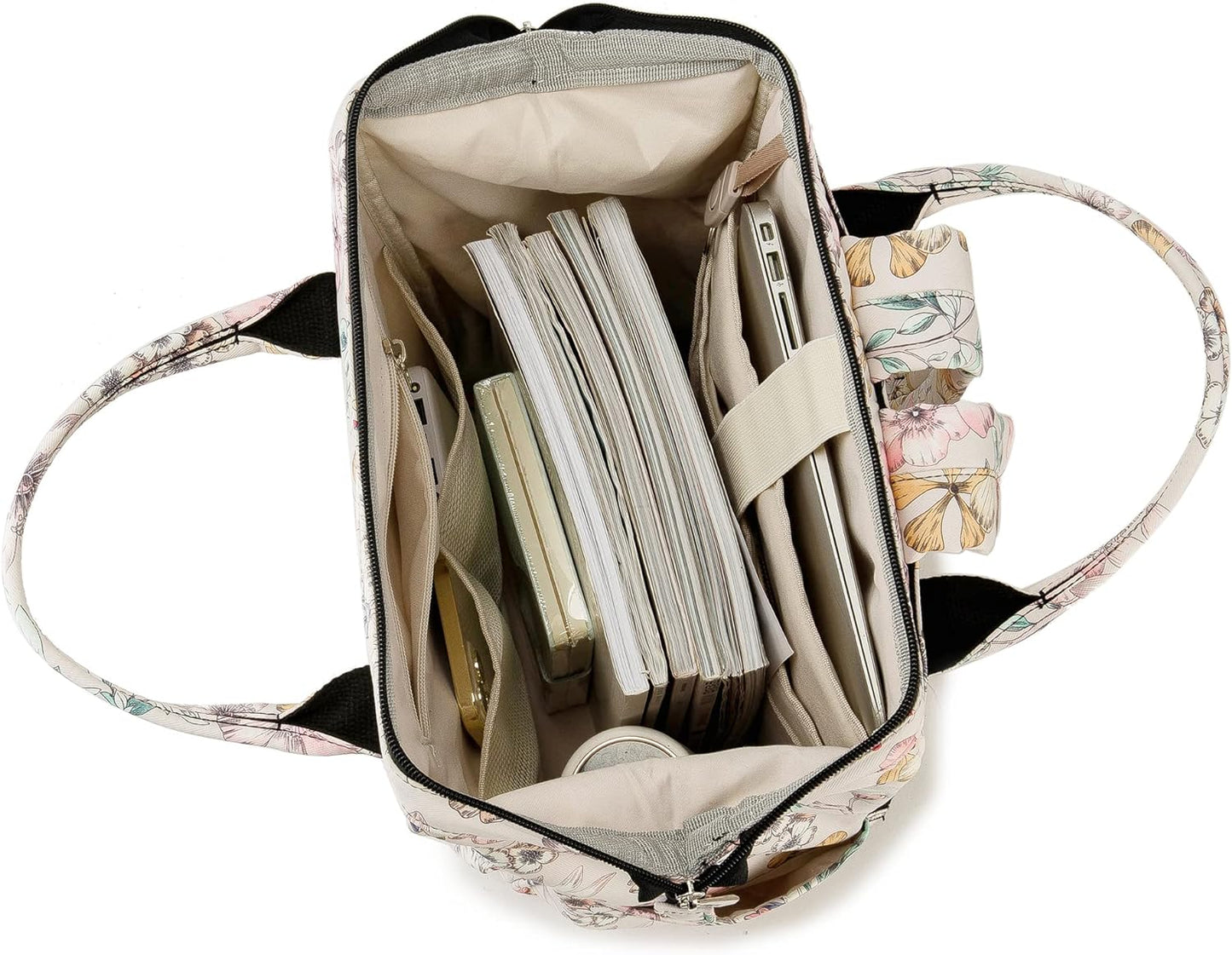 Kinmac Wide Open Style Laptop Backpack for Laptop Up to 15.6 Inch Men Women Travel Outdoor Backpack (Floral)