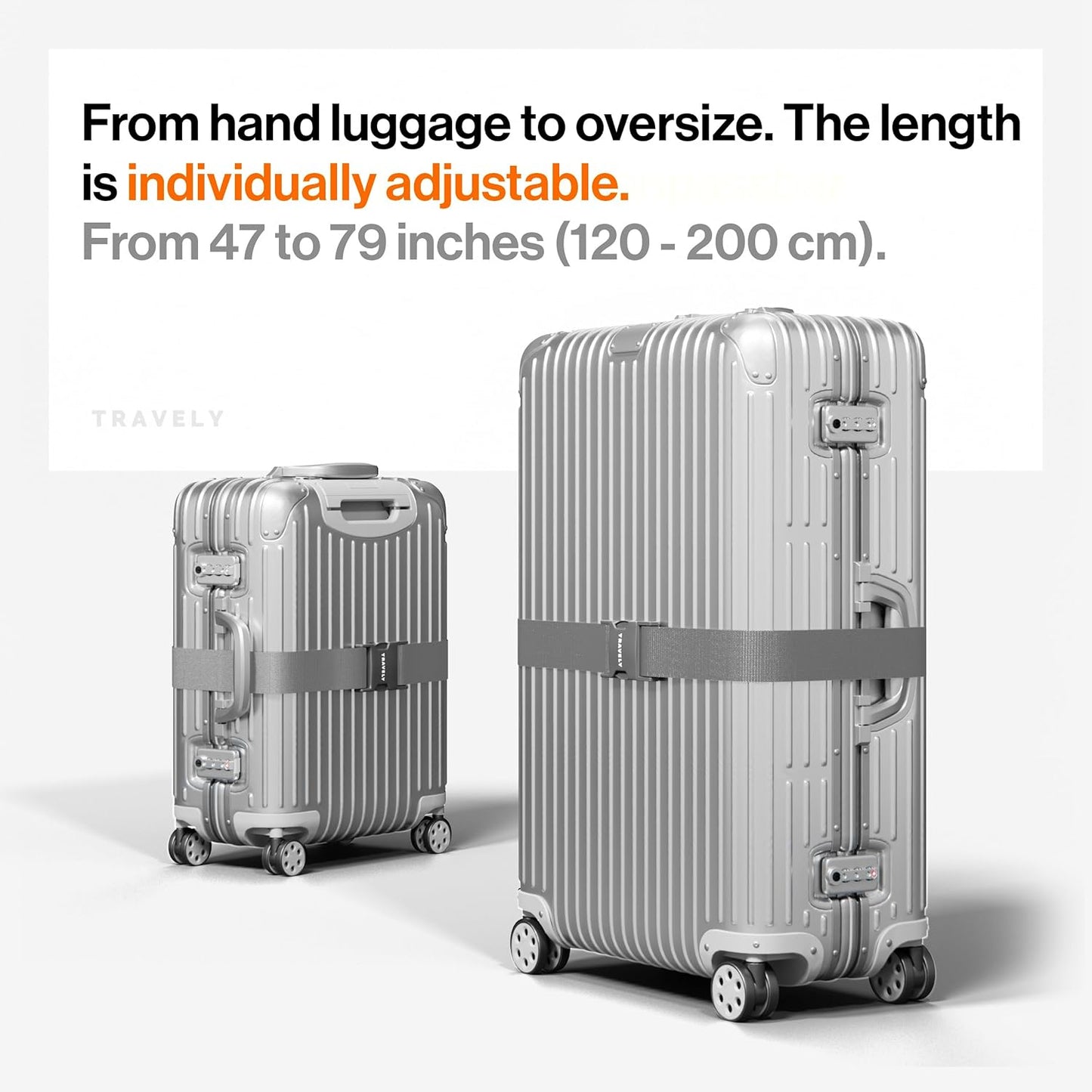 TRAVELY Luggage Straps - Particularly conspicuous & Secure - Incl. 4 Name Tags - Luggage Strap Ideal crosswise - [Set of 4]