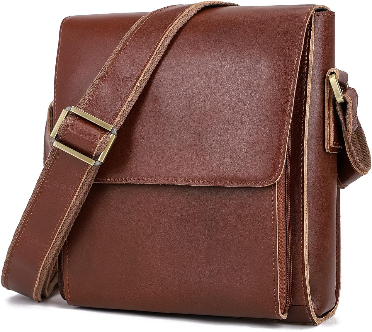 Augus Leather Messenger Crossbody Shoulder Bag for Men Work Business Casual Adjustable straps With