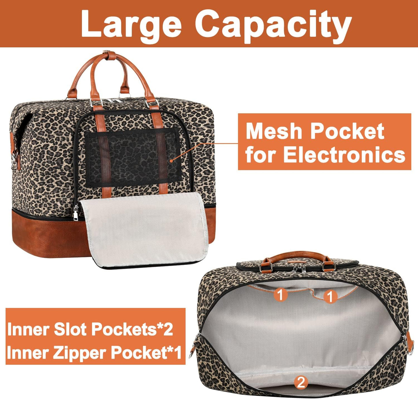 Travel Weekender Bag for Women, Overnight Bag with Shoe Compartment Oversized Travel Duffel Bag Carry On Tote 21"