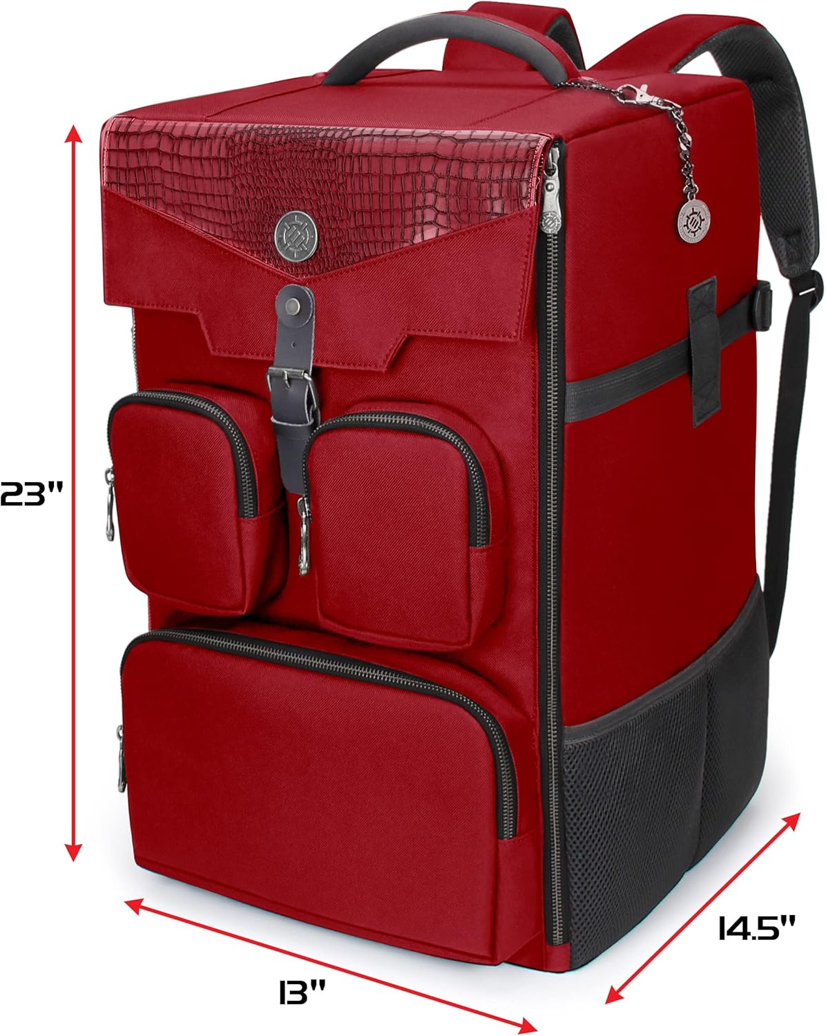 ENHANCE Collector's Edition Board Game Backpack - Reinforced Rigid Board Game Storage with Padded Shoulder Straps, Carrying Handle, and Accessories Pockets for Dice, Card Games, More (Dragon Red)