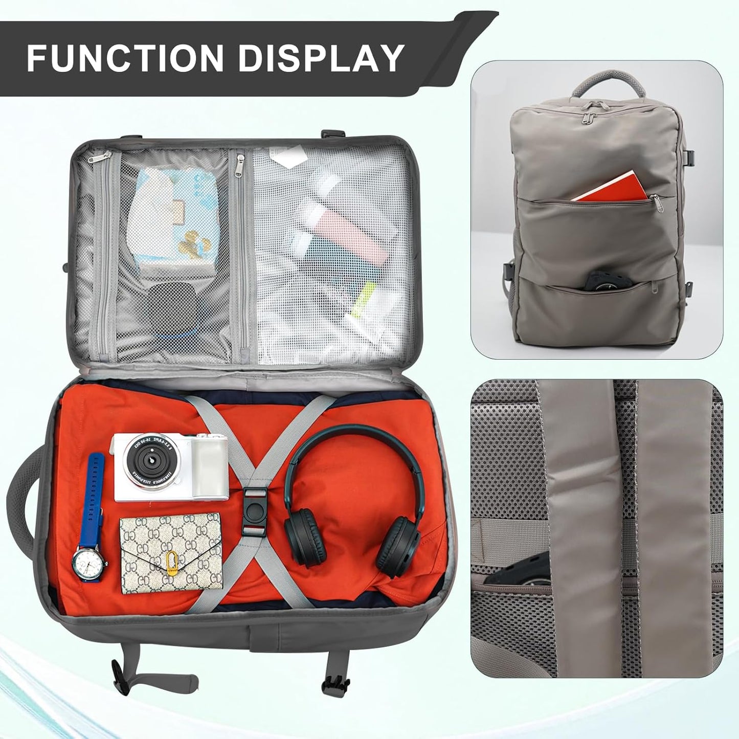 Travel Backpack for Women & Men, Waterproof Carry On Backpack Airline Approved Laptop Backpack Fits 15.6 Inch Laptop, Business Computer Bookbag for Work, College, Travel (Dark Gray, Large)