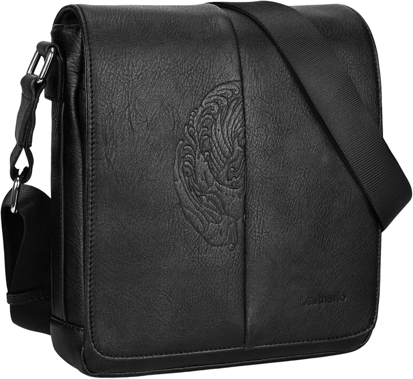 Leathario Men's Crossbody Bag, Vegan Leather, Shoulder Purse Side Sling Satchel, Small Messenger for Travel Work Daily