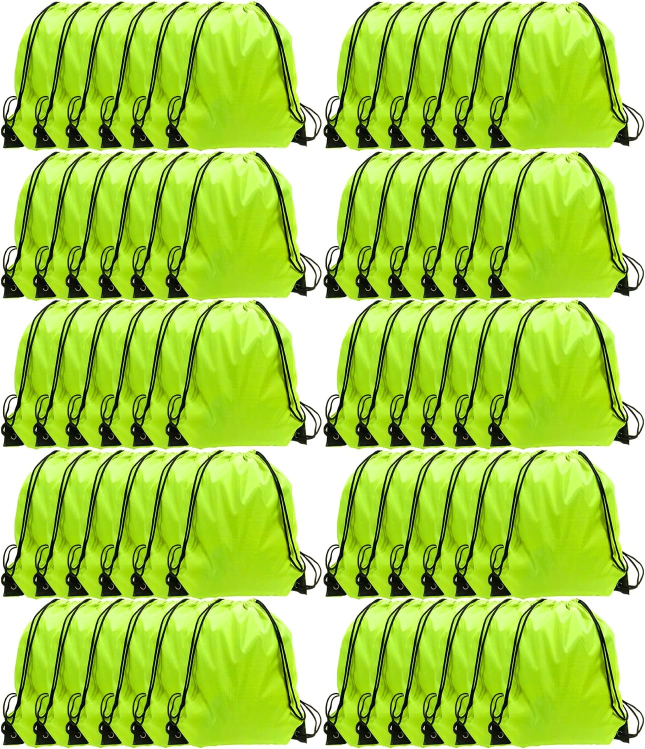 GoodtoU Drawstring Bags, Drawstring Backpack for Sport, Traveling, Team (60Pcs, Fluorescent Green)
