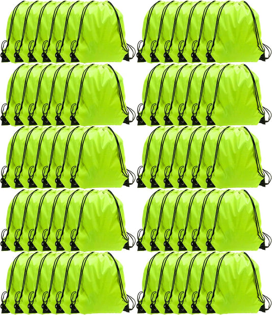 GoodtoU Drawstring Bags, Drawstring Backpack for Sport, Traveling, Team (60Pcs, Fluorescent Green)