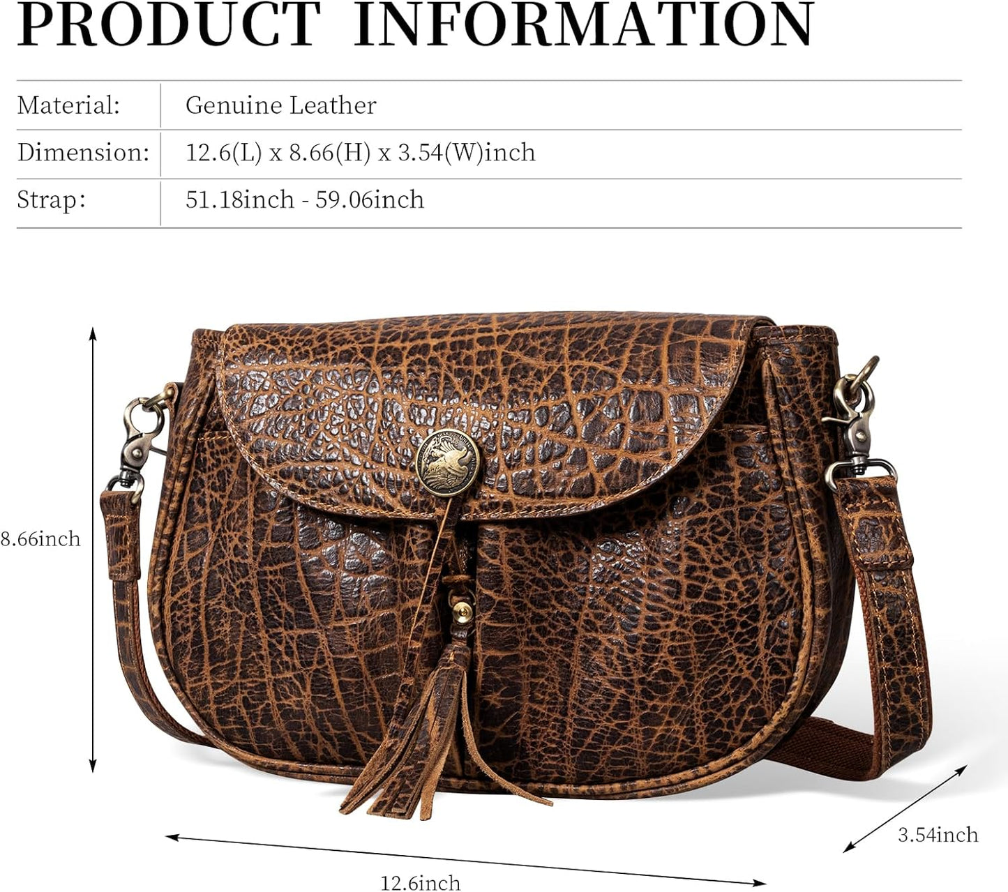 Gexmil Full Grain Leather Cross Body Bag for Women Men, Messenger Bag with Zipper Closure, Vintage Handmade Satchel