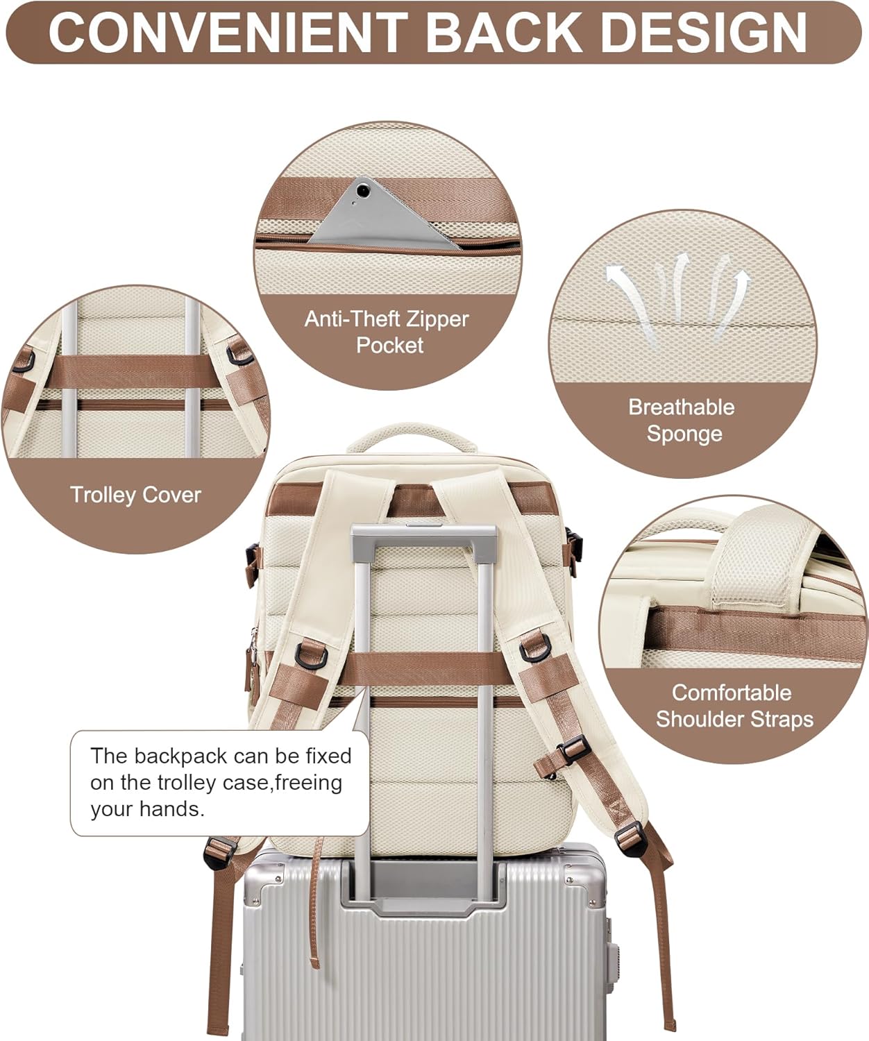 WONHOX Large Travel Backpack Carry on Flight Approved Laptop Work Business Backpack for Women Men Mochila de Viaje