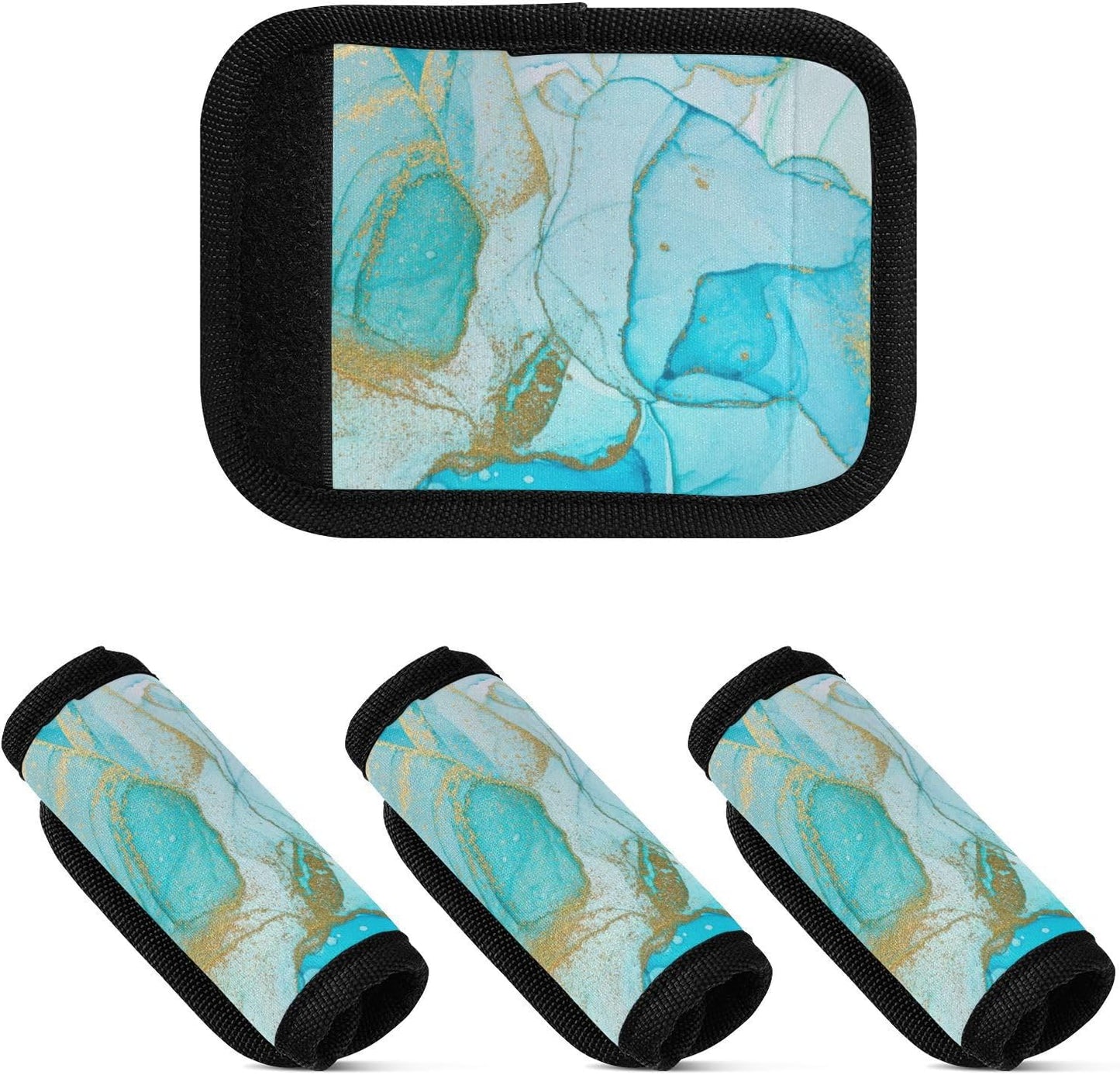 2Pcs Luggage Handle Wrap Suitcase Identifier Handle Covers Tags Soft Travel Bags Luggage Handle Gripper Accessories for Airplane Flying Marble Azure