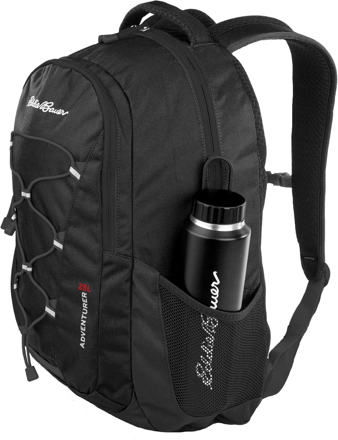 Eddie Bauer Adventurer Backpack with Organization Compartments and Hydration/Laptop Compatible Sleeve, Adventurer - Black, 25L