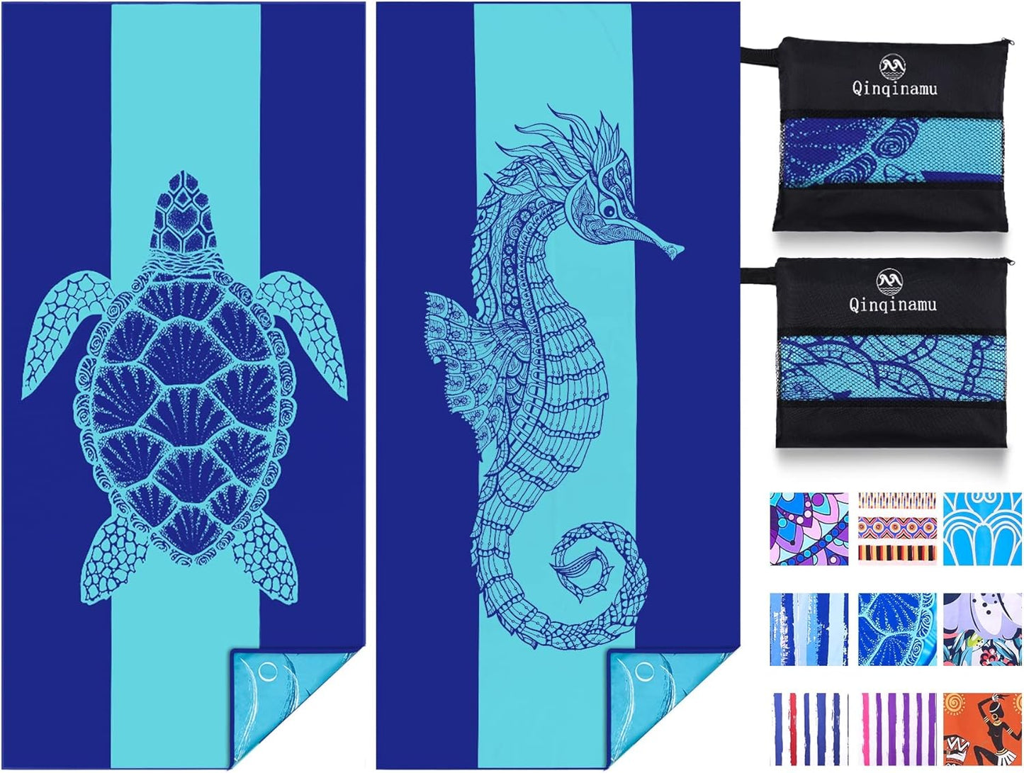 2 Pack Microfiber Lightweight Beach Towel 71"x32" Oversized Extra Large Thin Sand Free Towels