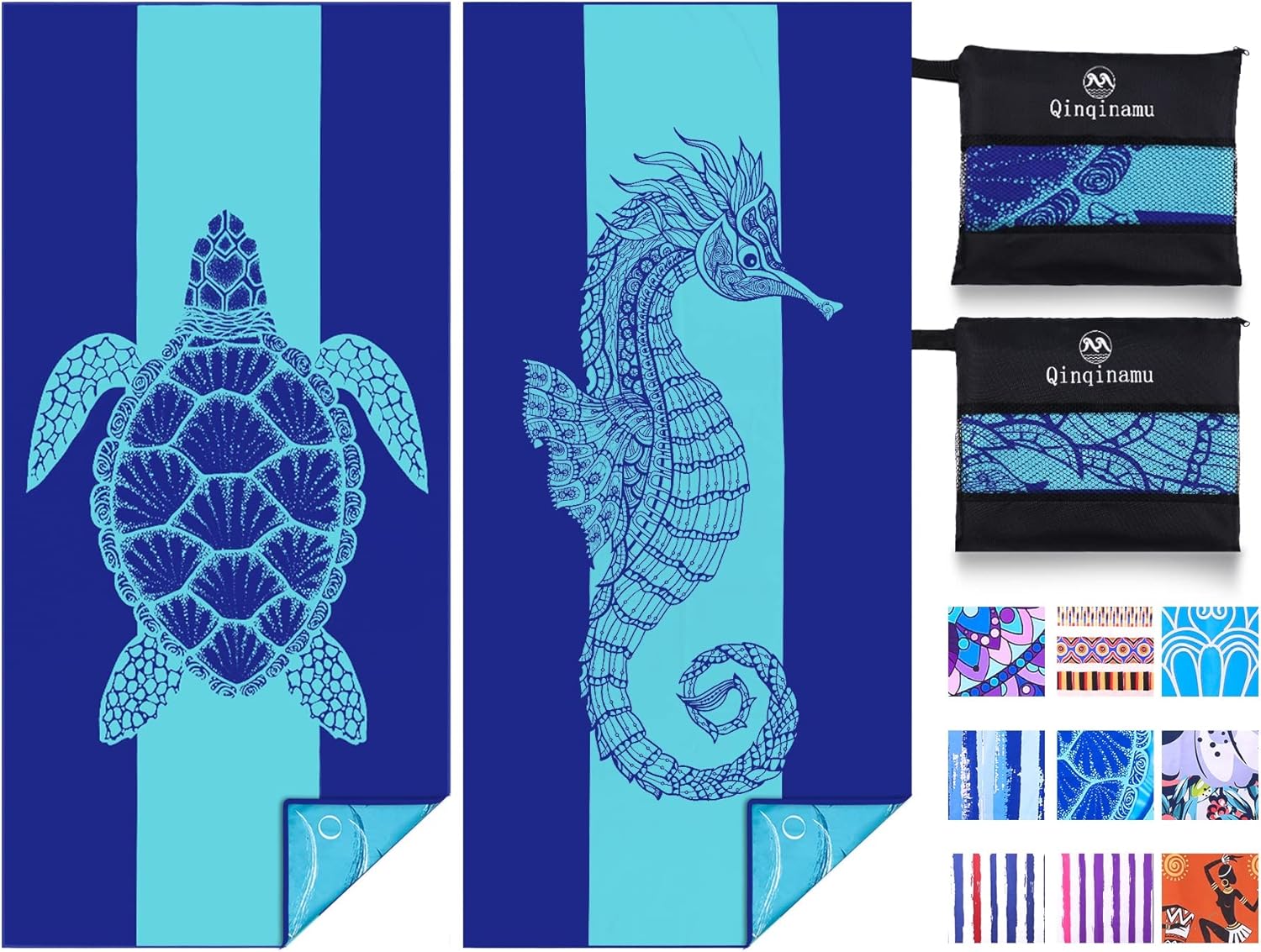 2 Pack Microfiber Lightweight Beach Towel 71"x32" Oversized Extra Large Thin Sand Free Towels